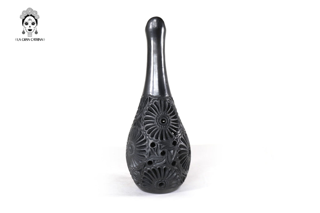 Vase "Río small" Handcrafted Black Clay 14.1 in. Tere Oax