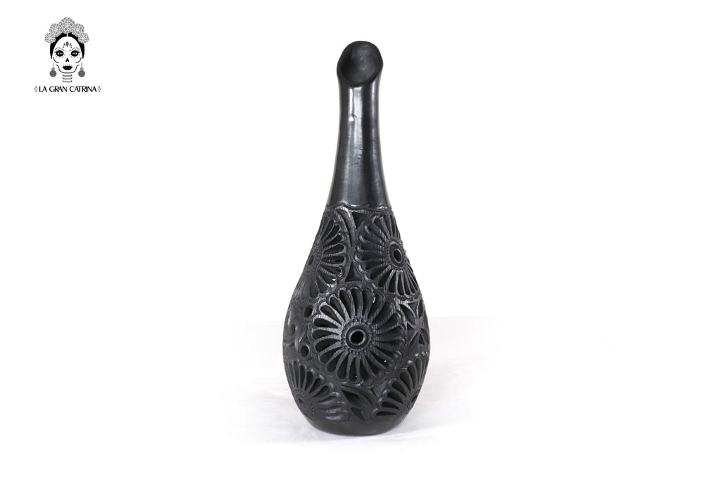 Vase "Río small" Handcrafted Black Clay 14.1 in. Tere Oax
