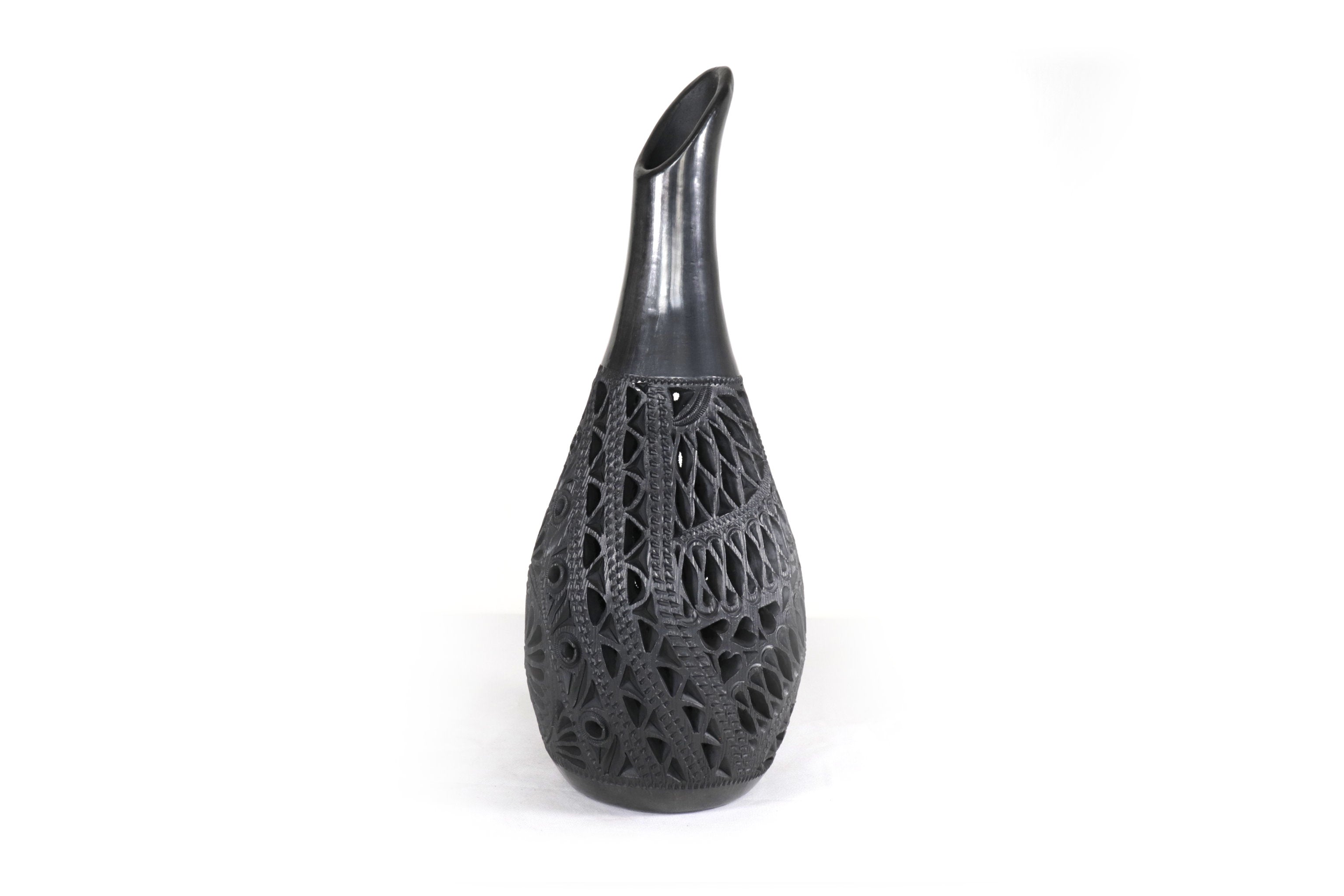 Vase "Río large" Handcrafted Black Clay 16.9 in. - in. Production Tere Oax