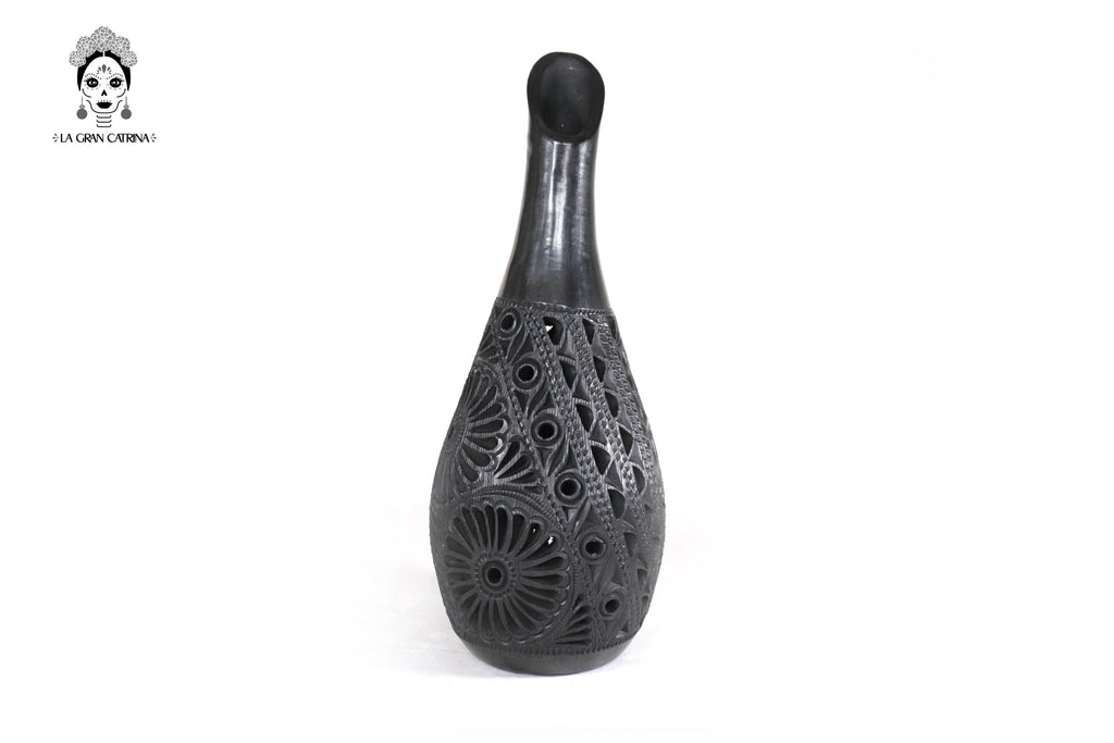 Vase "Río large" Handcrafted Black Clay 16.9 in. - in. Production Tere Oax