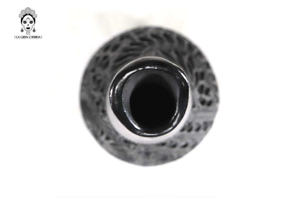 Vase "Río large" Handcrafted Black Clay 16.9 in. - in. Production Tere Oax