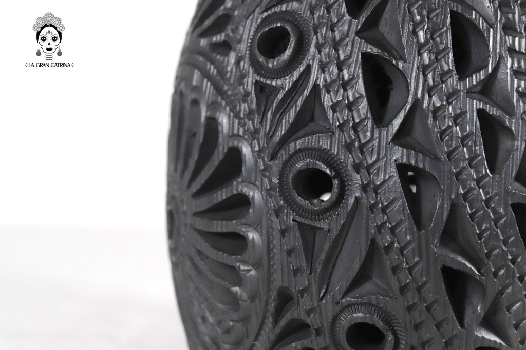 Vase "Río large" Handcrafted Black Clay 16.9 in. - in. Production Tere Oax