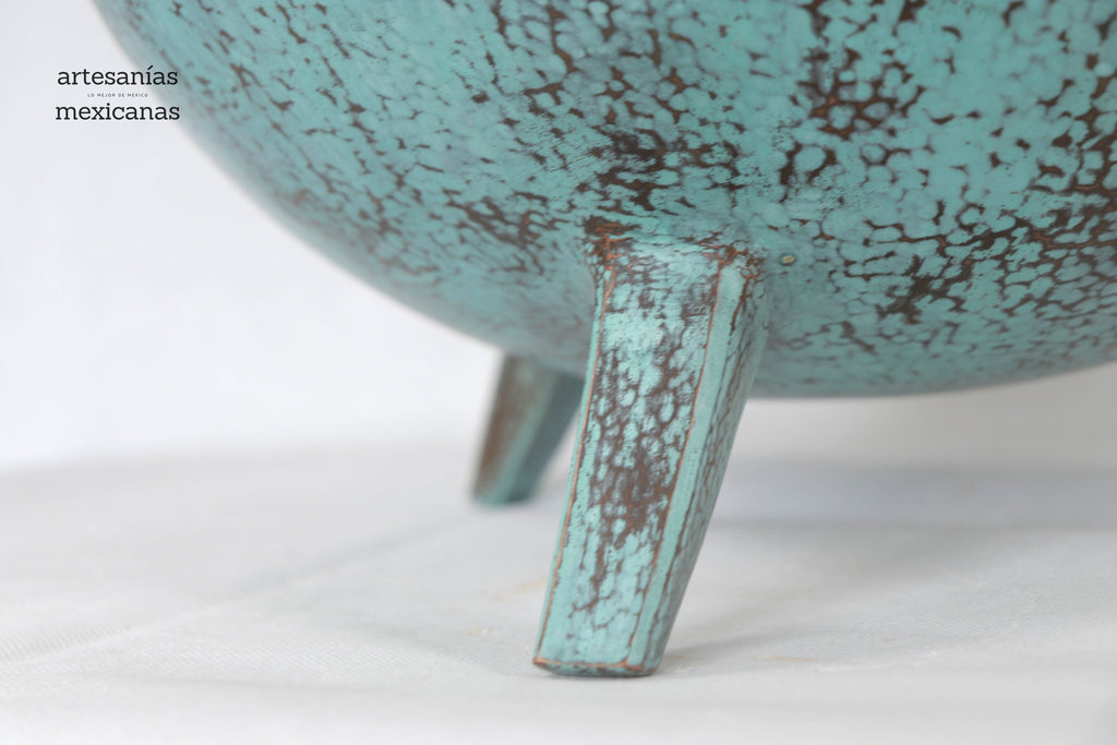 Vase of cobre martillado en acabado turquoise - 11 in. Santa Clara del Cobre