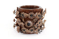 Planter with Flowers and butterflies brown - Glazed Clay - 7.6 in. Tereri