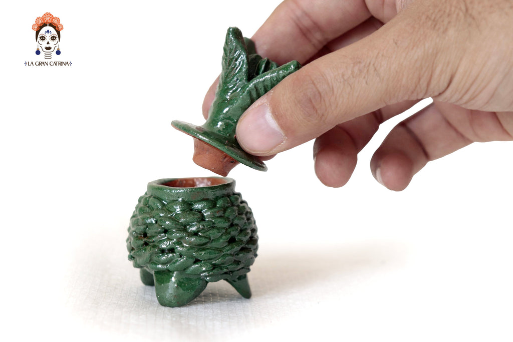 Set pineapple Michoacán Clay - Greens miniature - 3.1 in. Juan Gtz