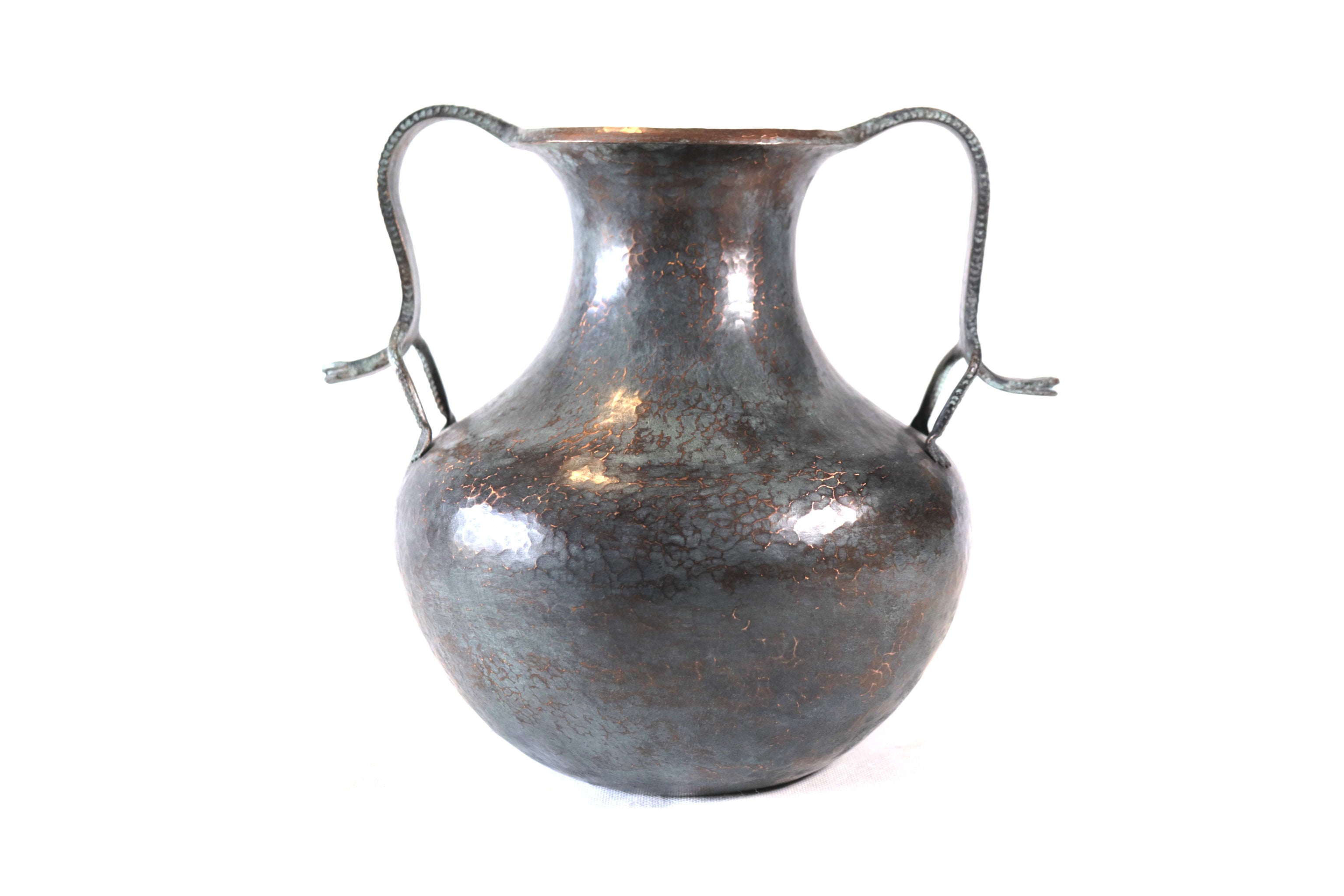 Vase of doble handle - Lagartos - 11 in. Santa Clara del Cobre