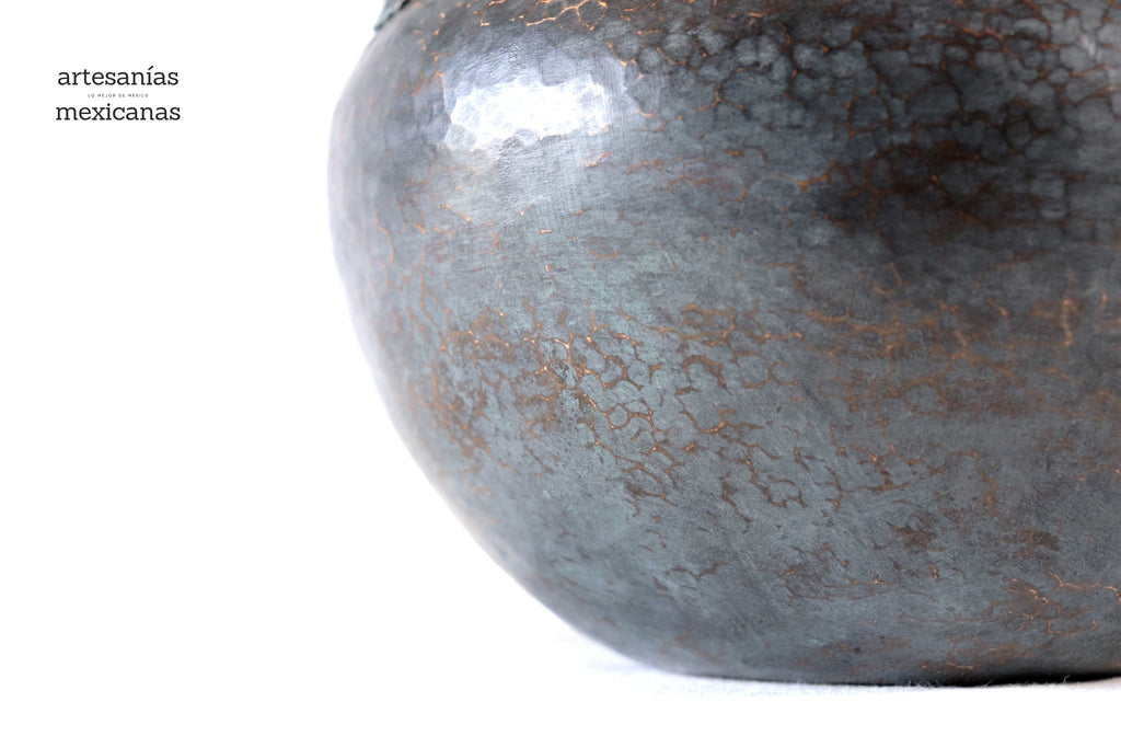 Vase of doble handle - Lagartos - 11 in. Santa Clara del Cobre