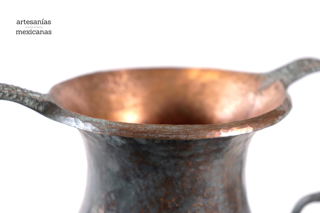 Vase of doble handle - Lagartos - 11 in. Santa Clara del Cobre