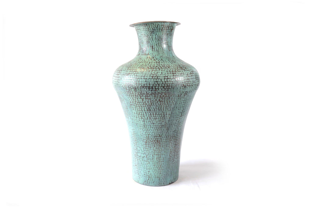 Flower Vase of cobre turquoise - 23 in. - Made to Order Santa Clara del Cobre