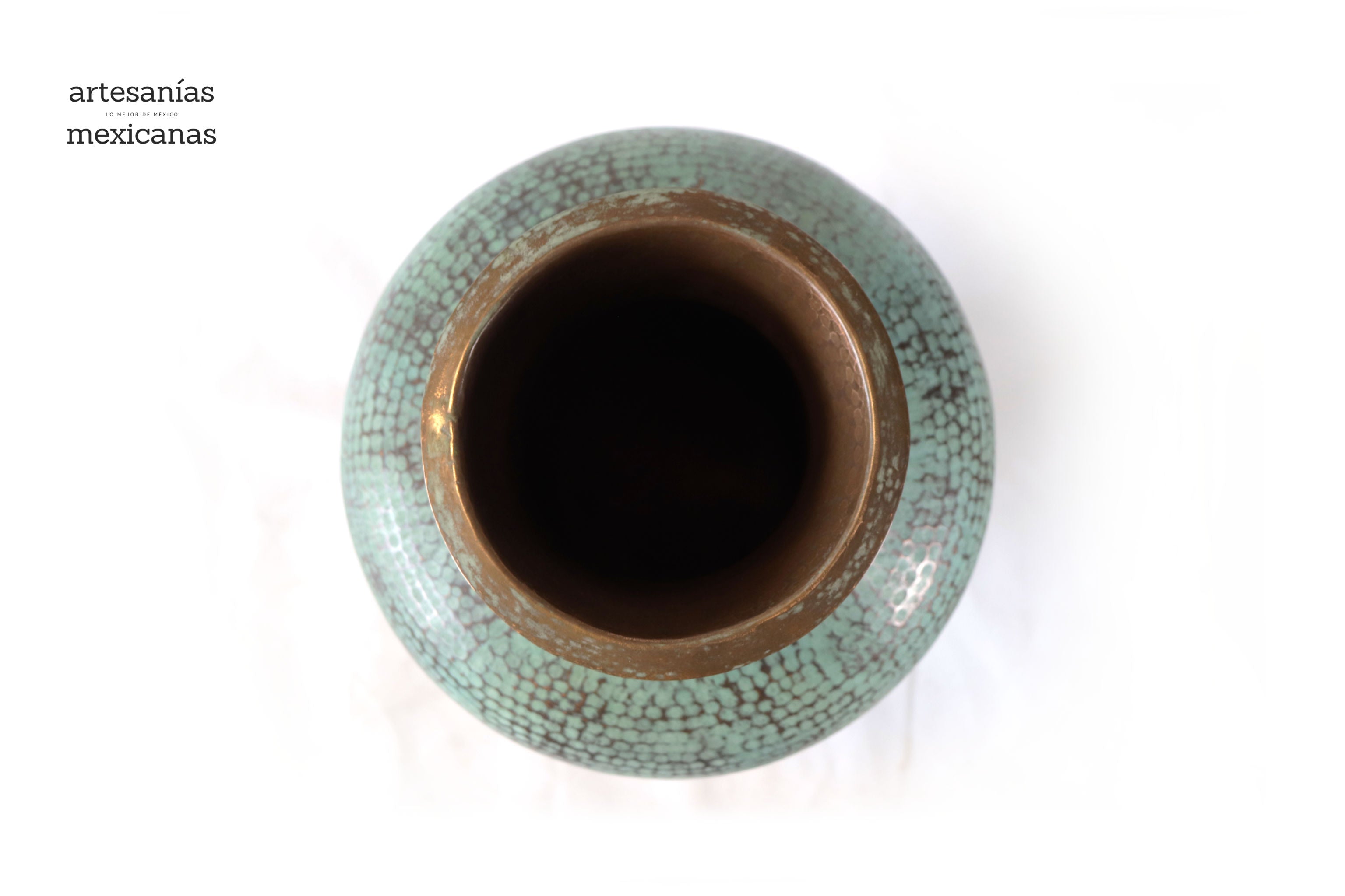Flower Vase of cobre turquoise - 23 in. - Made to Order Santa Clara del Cobre