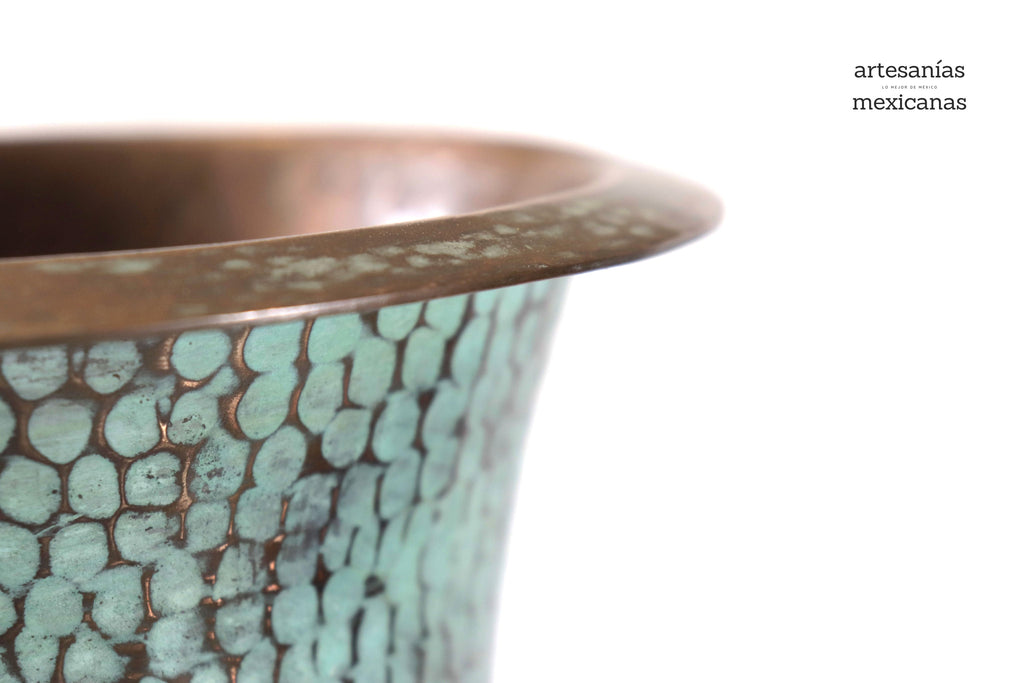 Flower Vase of cobre turquoise - 23 in. - Made to Order Santa Clara del Cobre