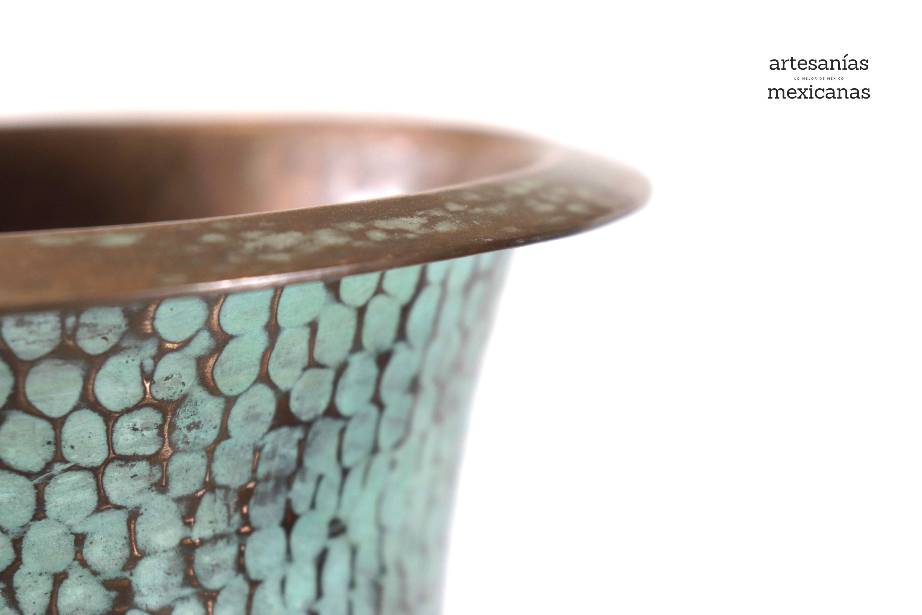 Flower Vase of cobre turquoise - 23 in. - Made to Order Santa Clara del Cobre