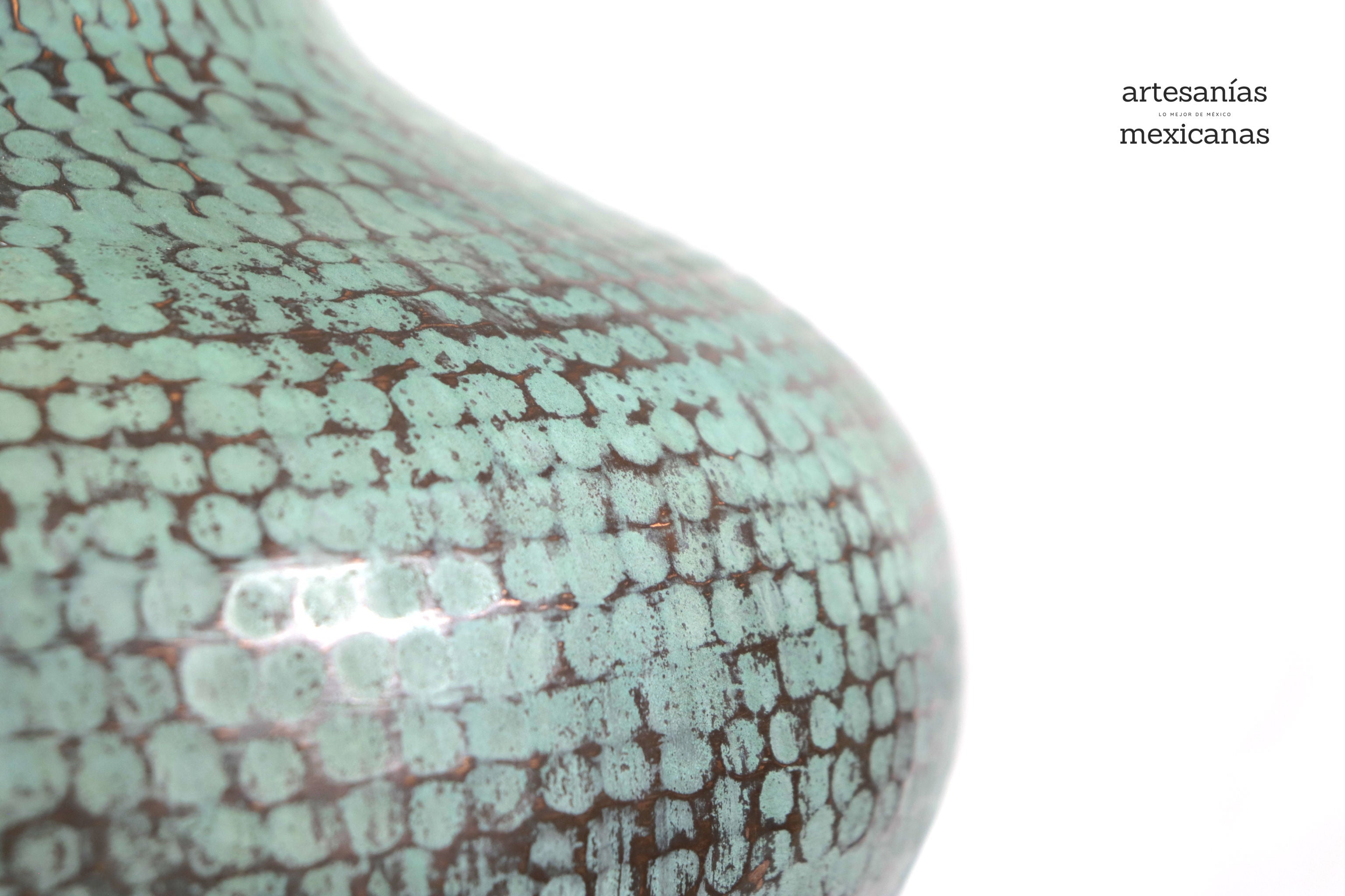 Flower Vase of cobre turquoise - 23 in. - Made to Order Santa Clara del Cobre