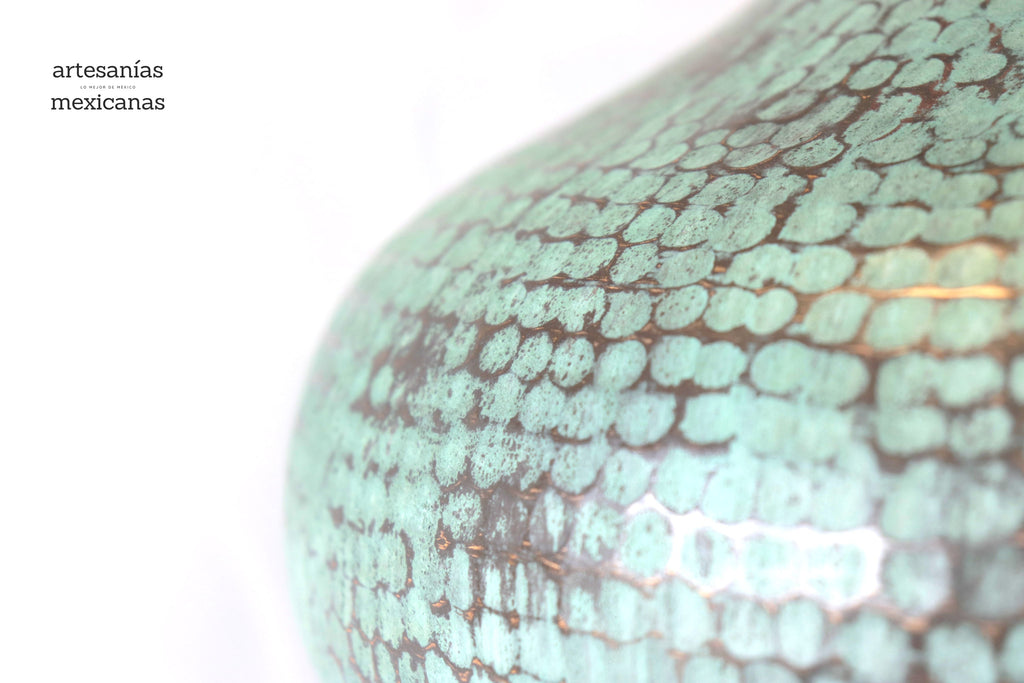 Flower Vase of cobre turquoise - 23 in. - Made to Order Santa Clara del Cobre