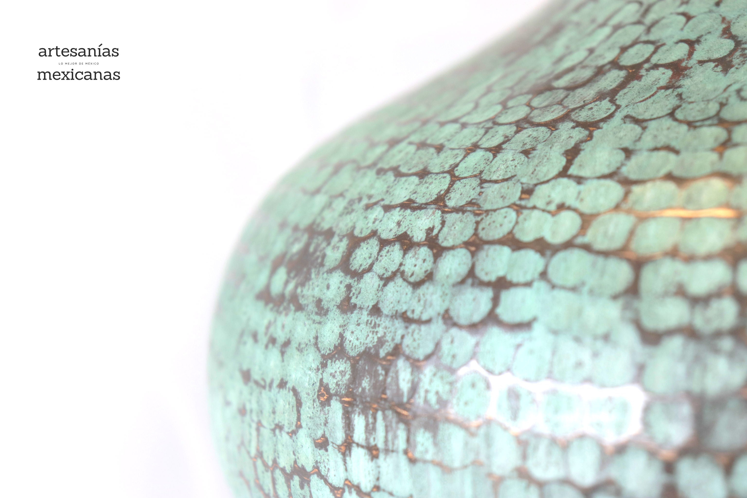 Flower Vase of cobre turquoise - 23 in. - Made to Order Santa Clara del Cobre