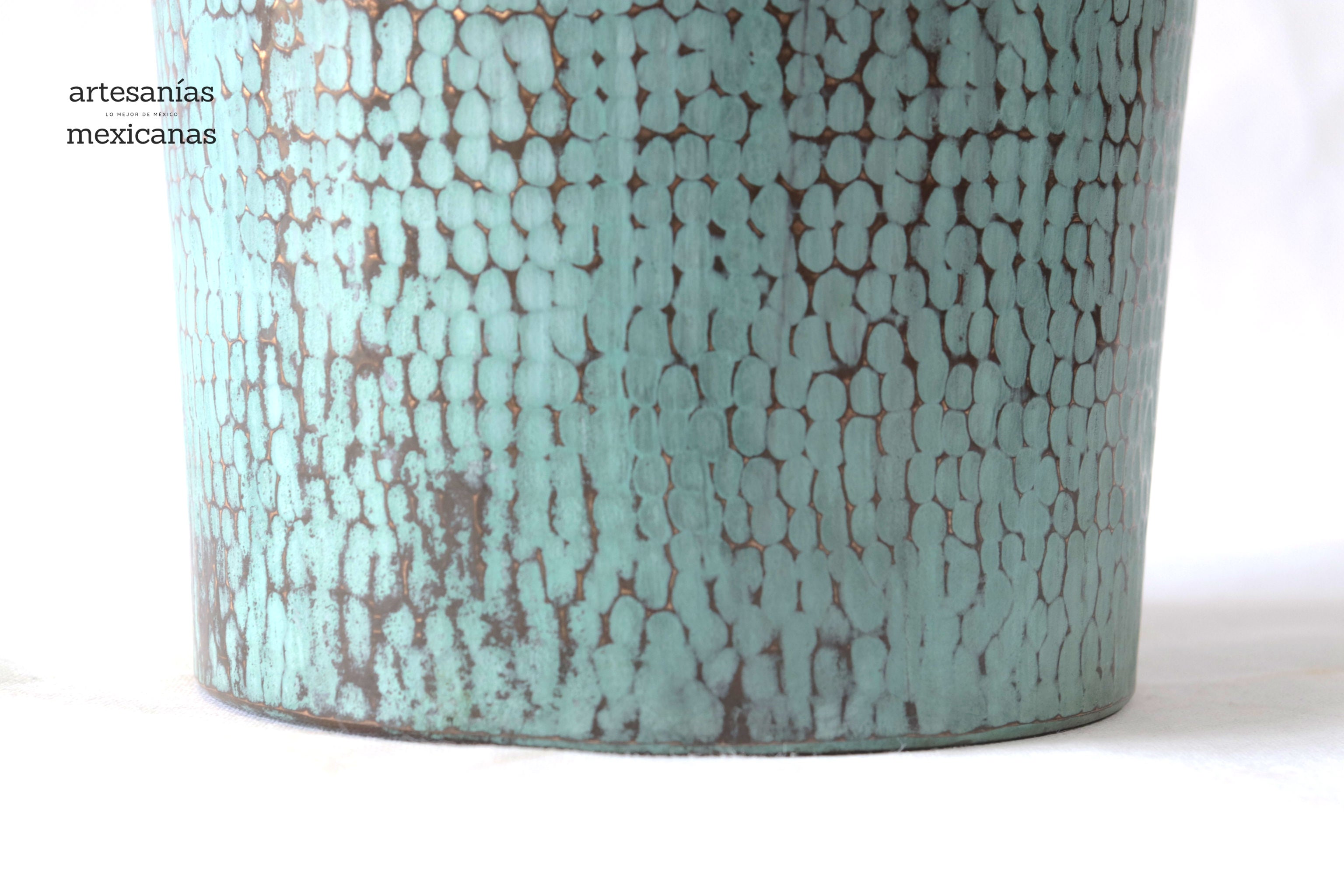 Flower Vase of cobre turquoise - 23 in. - Made to Order Santa Clara del Cobre