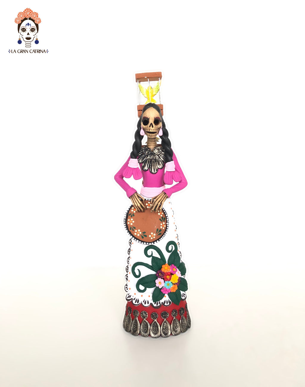 Catrina Pajarera - 12 in. - Vestido rosa and red - Made to Order Adan