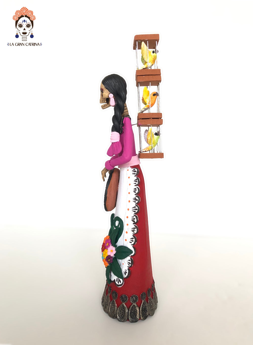 Catrina Pajarera - 12 in. - Vestido rosa and red - Made to Order Adan