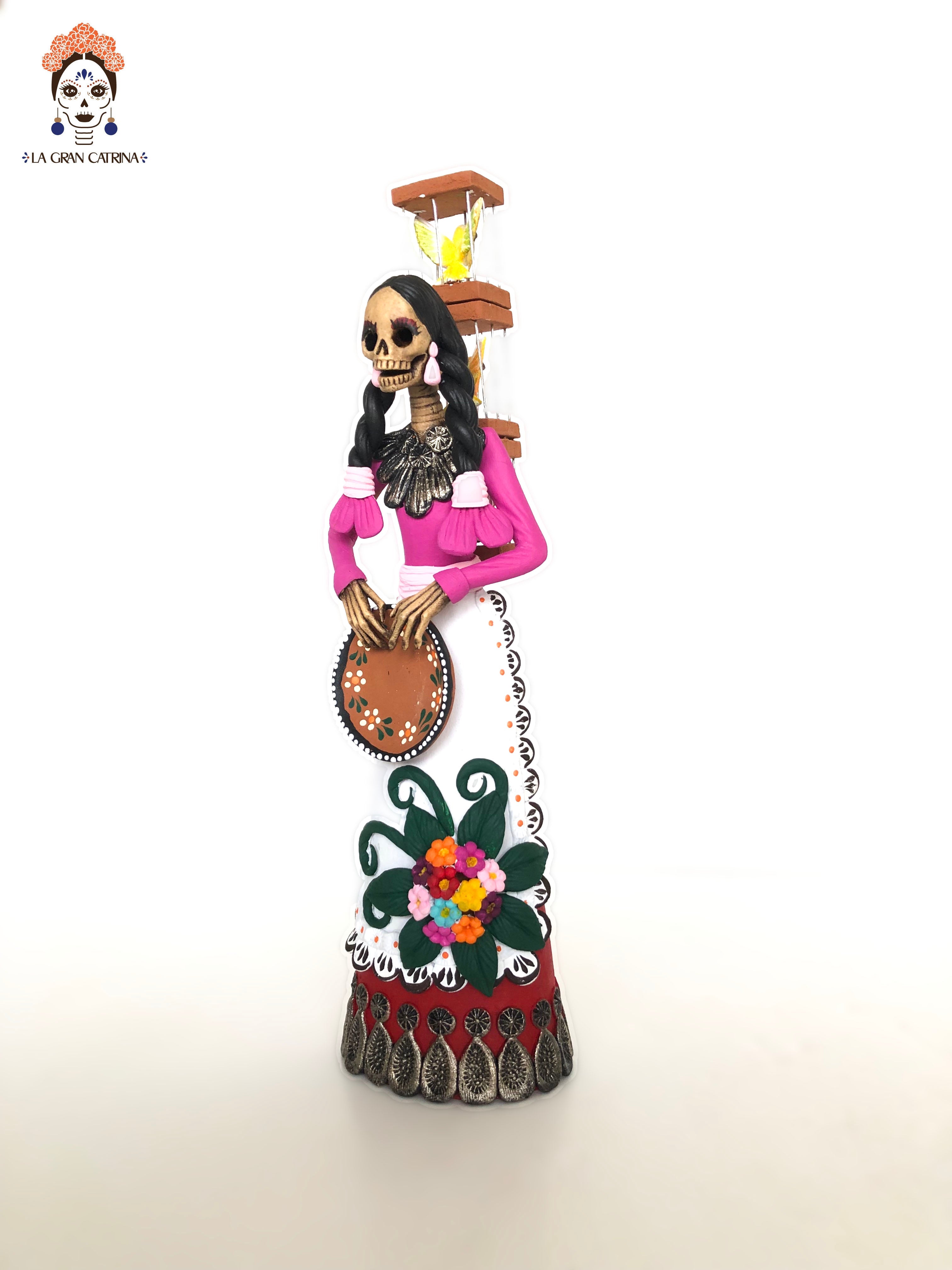 Catrina Pajarera - 12 in. - Vestido rosa and red - Made to Order Adan
