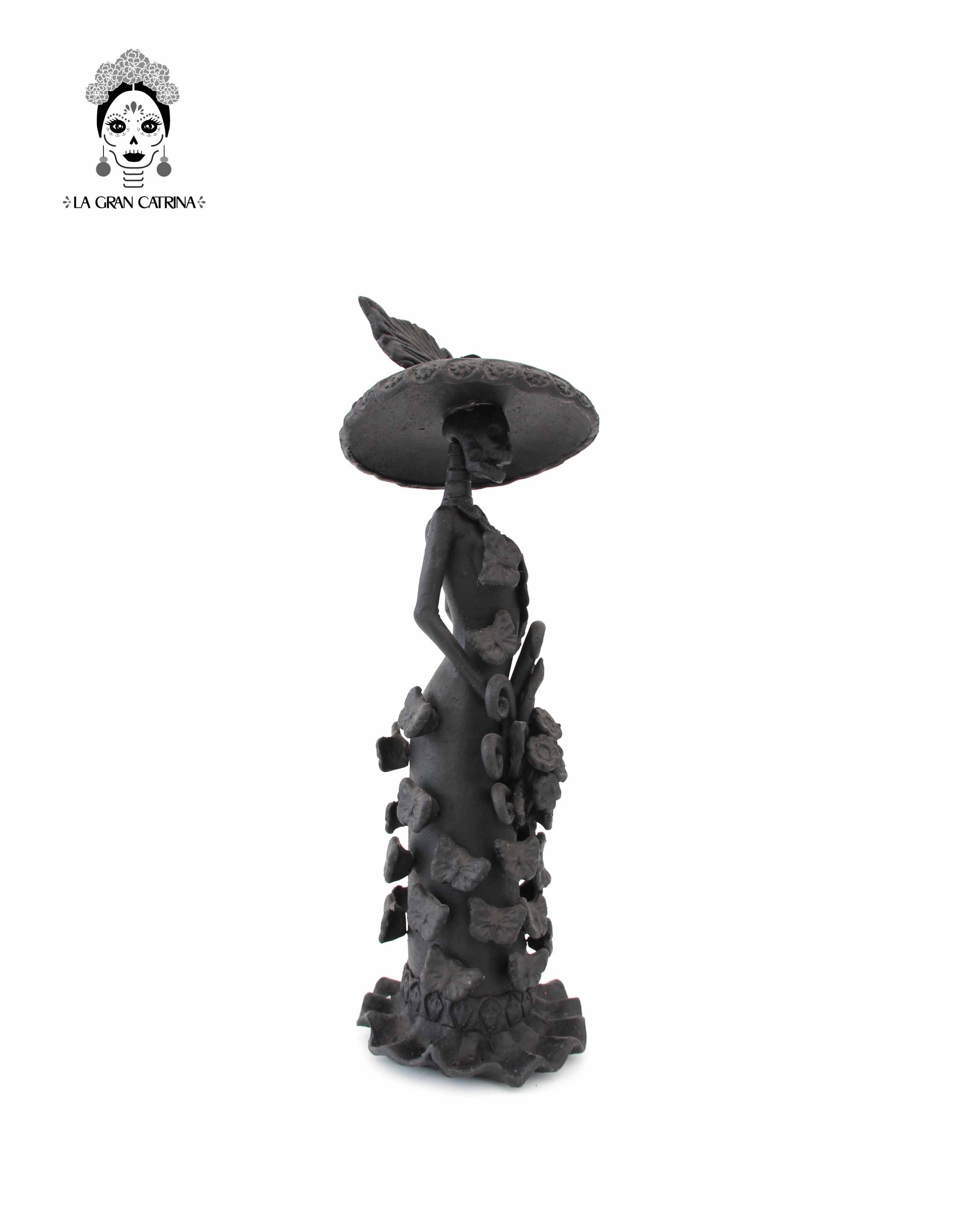 Pareja Catrinas Black Clay Handcrafted - 12 in. Pery