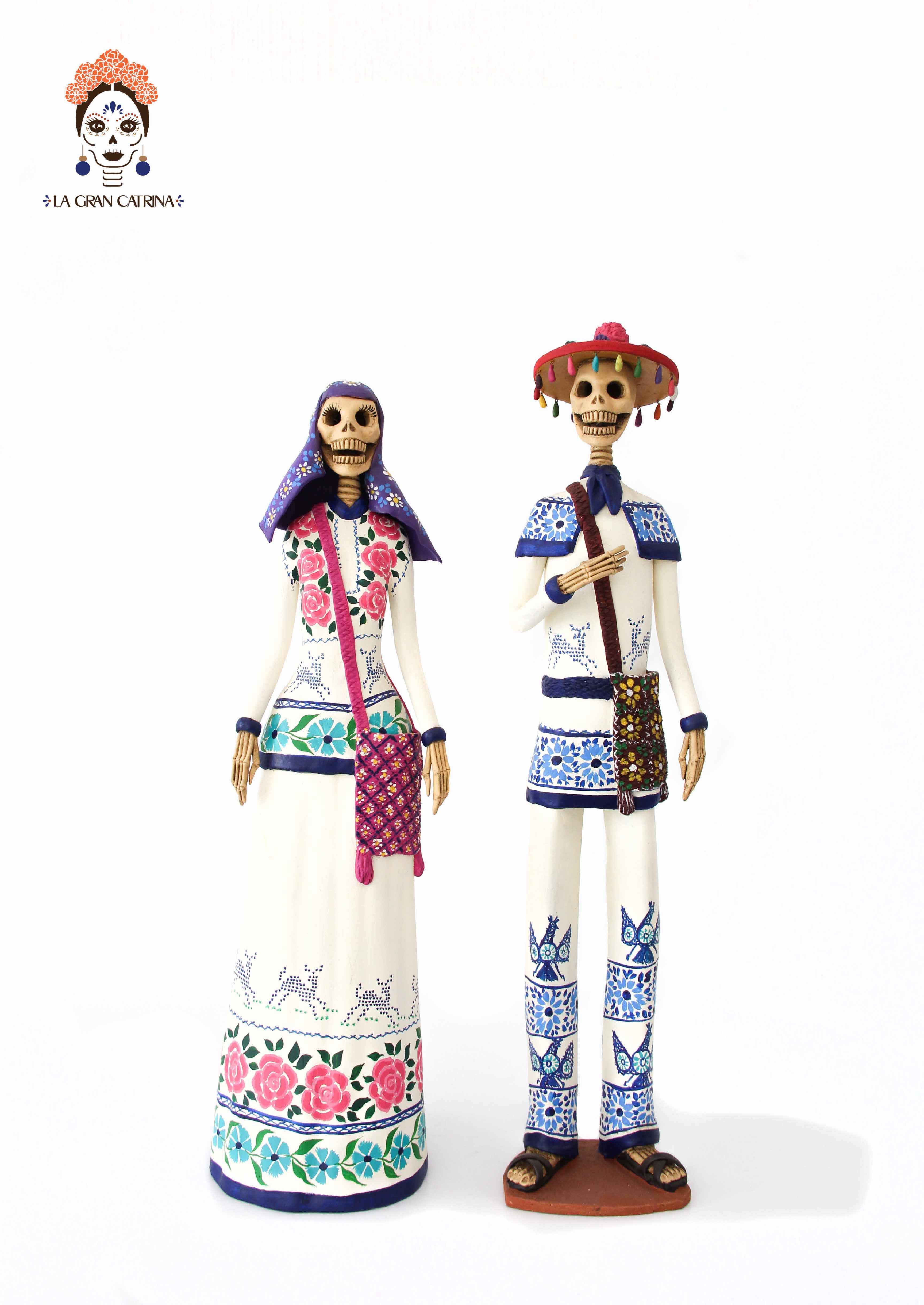 Pair of Catrines Huicholes - 20 in. - Made to Order Adan