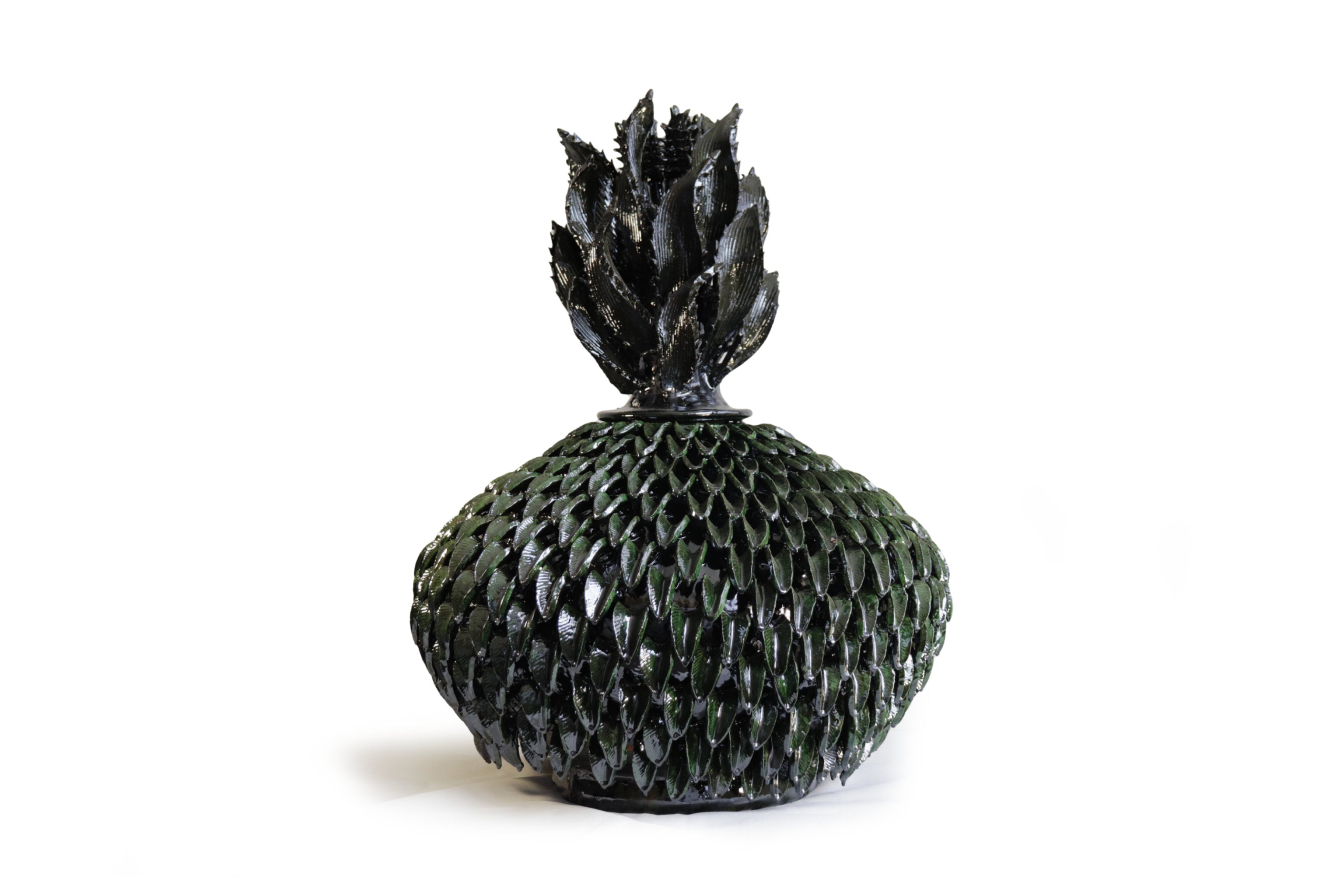 Michoacán Clay Pineapple - 28.3 in. - Green Wide Leaves Juan Gtz