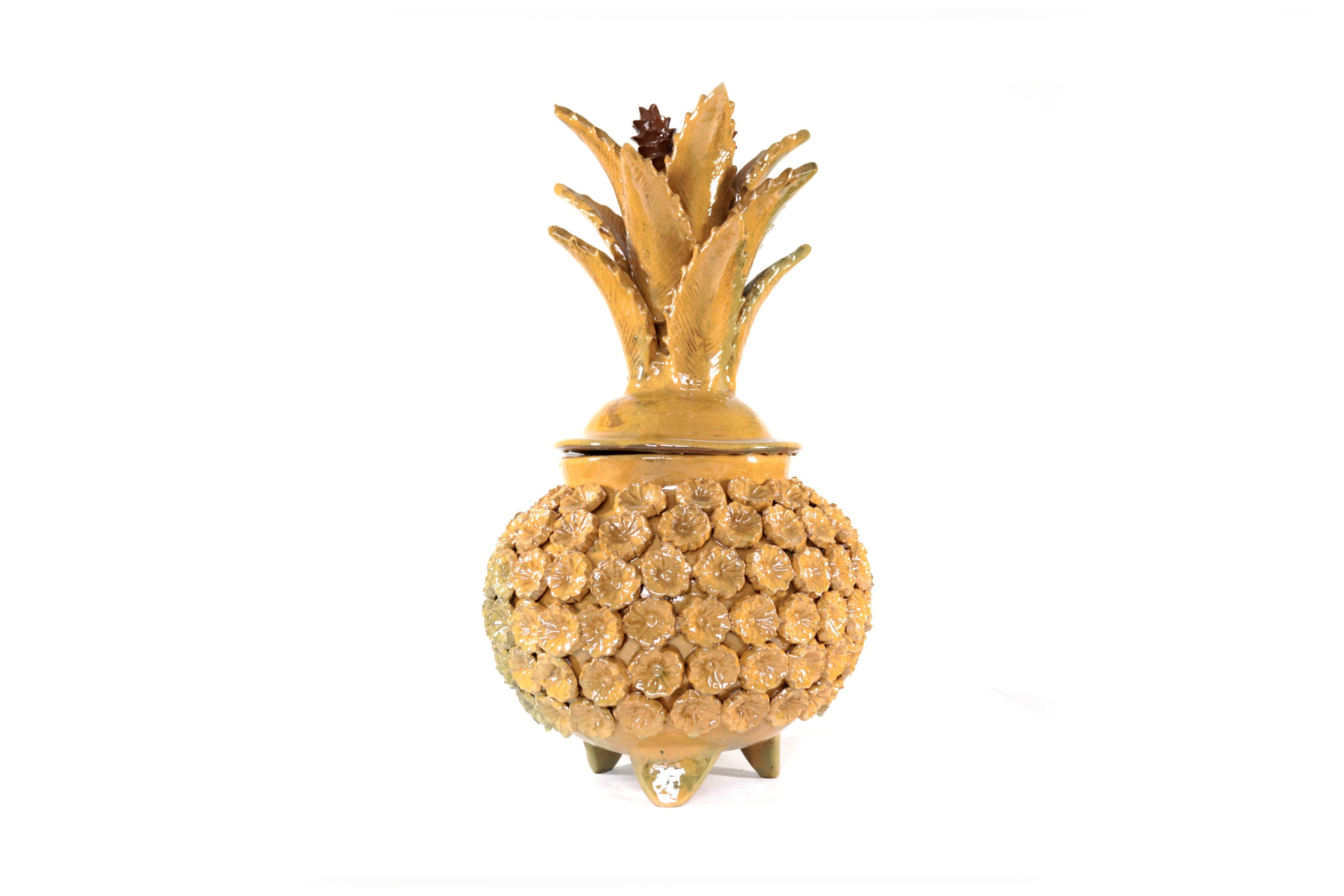 Michoacán Clay Pineapple - Yellow Flowers - Tangancícuaro - 18 in. Juan Gtz