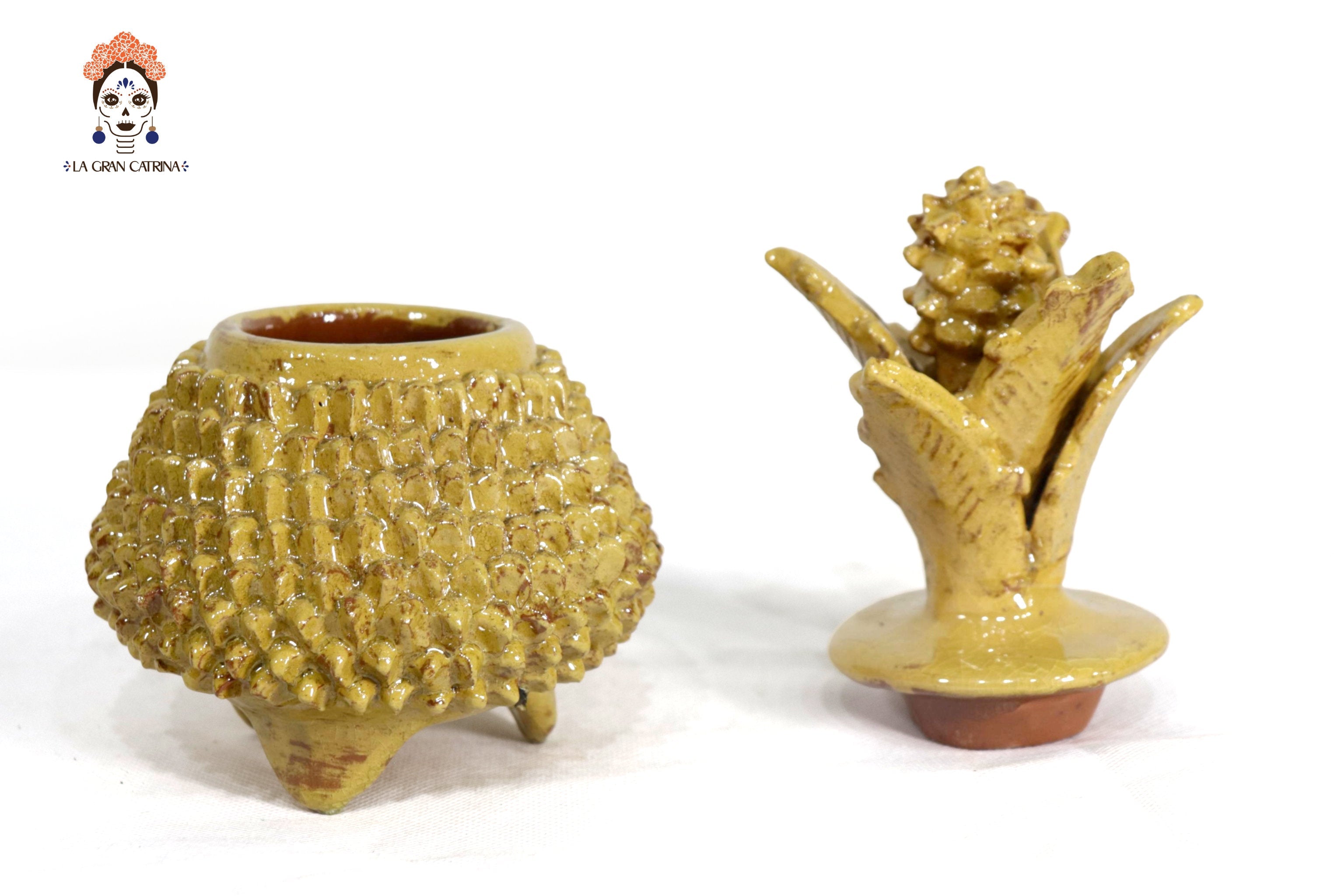 Yellow Pineapple Glazed Clay - 7.7 in. Juan Gtz