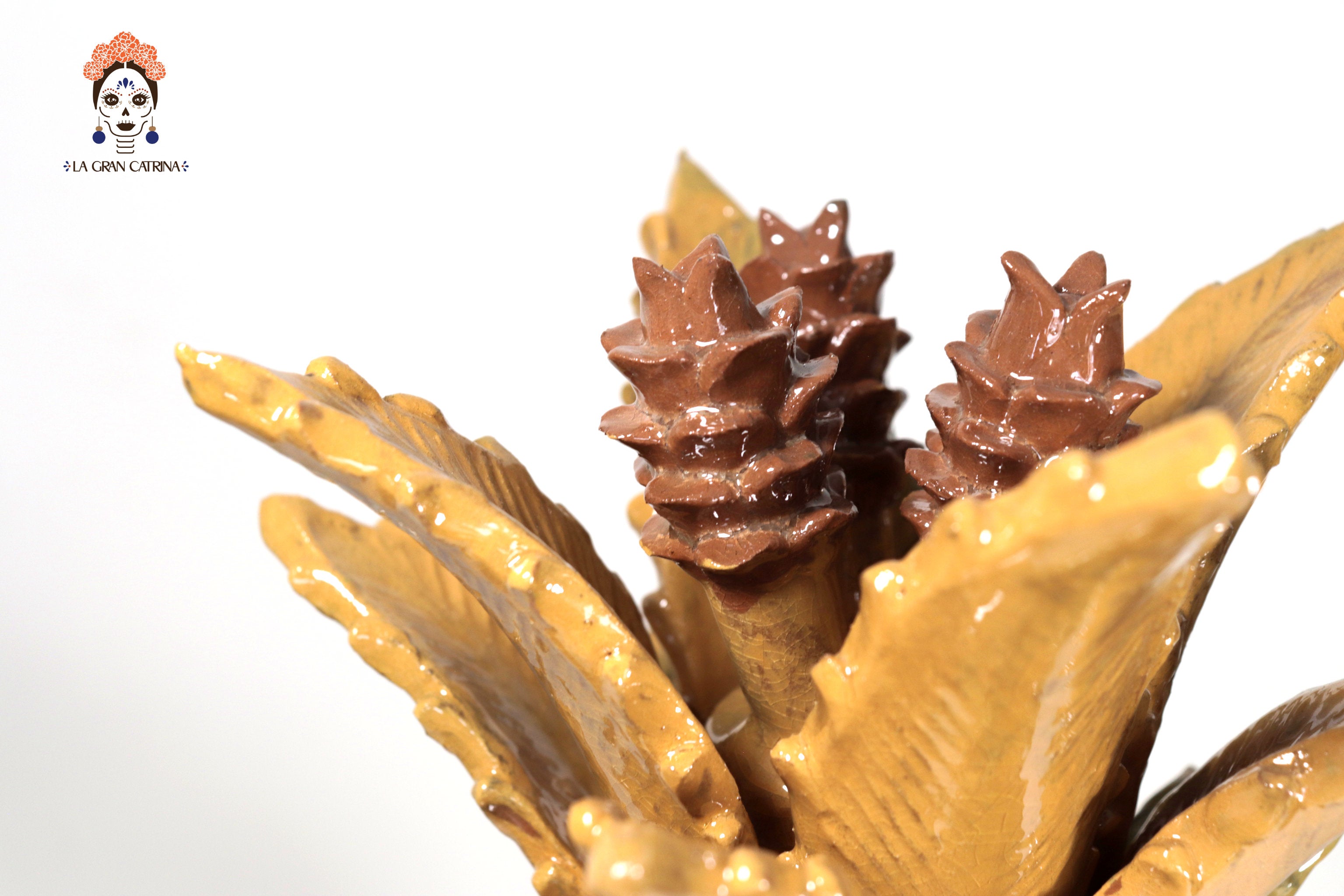 Michoacán Clay Pineapple - Yellow Flowers - Tangancícuaro - 18 in. Juan Gtz