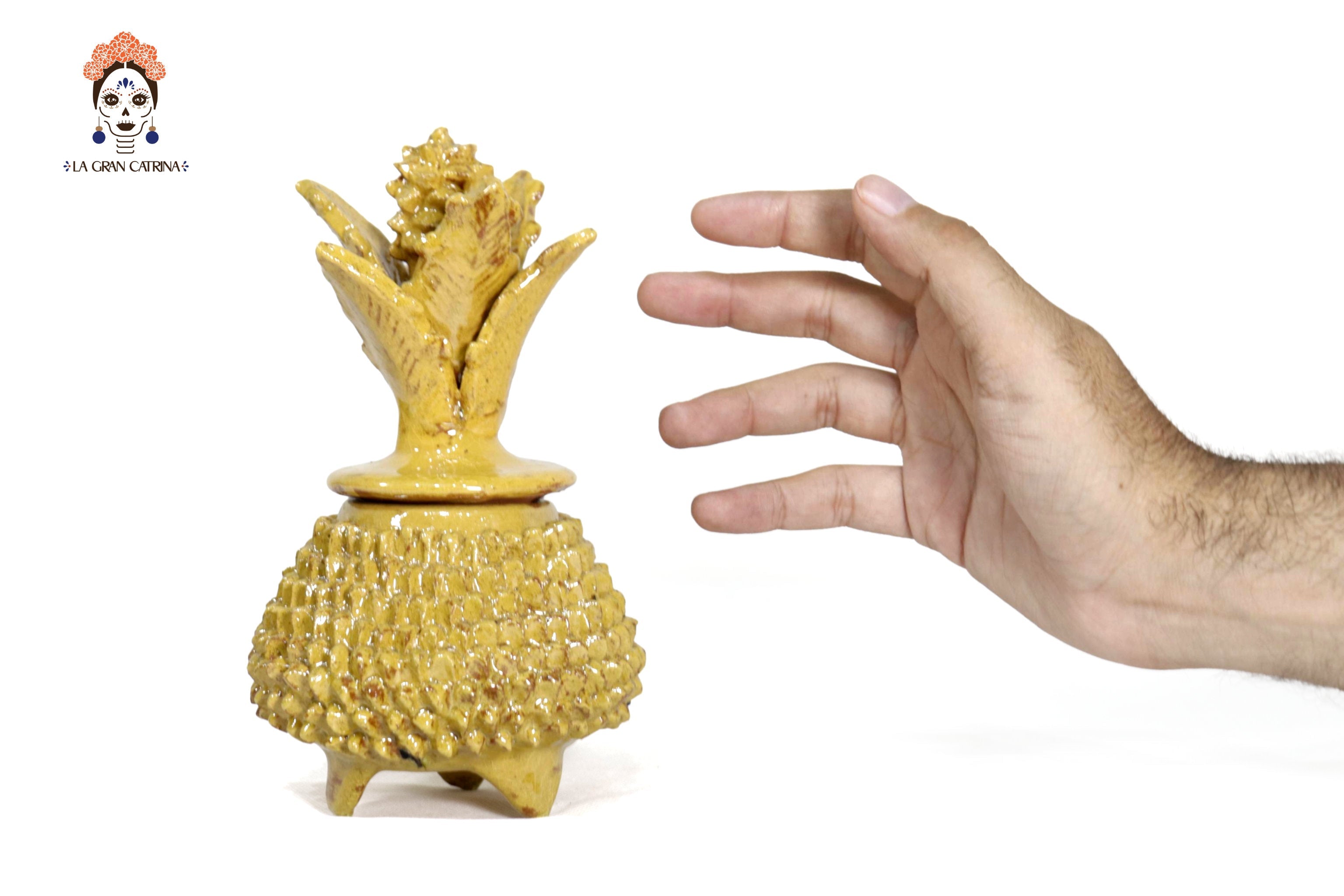 Yellow Pineapple Glazed Clay - 7.7 in. Juan Gtz