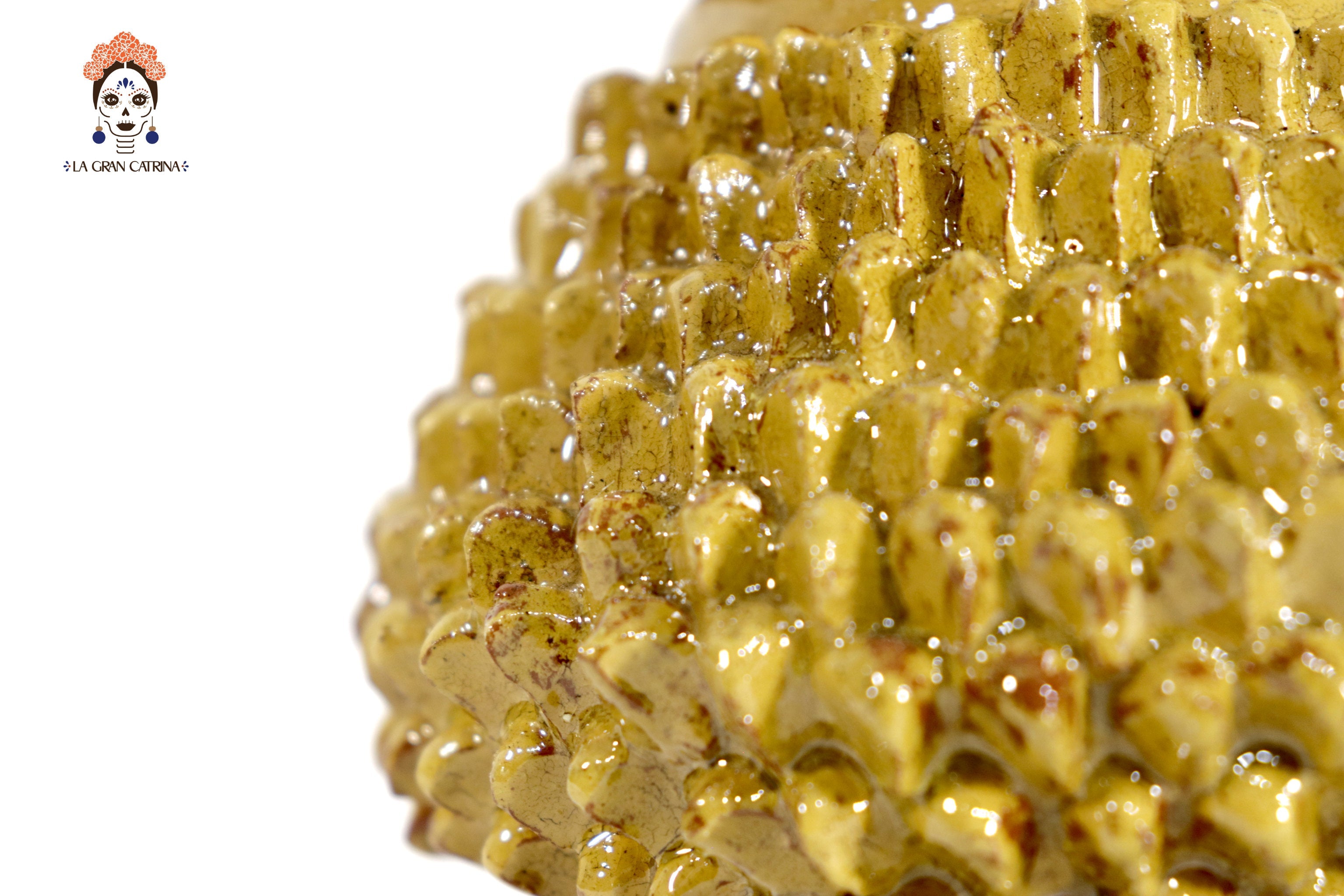Yellow Pineapple Glazed Clay - 7.7 in. Juan Gtz