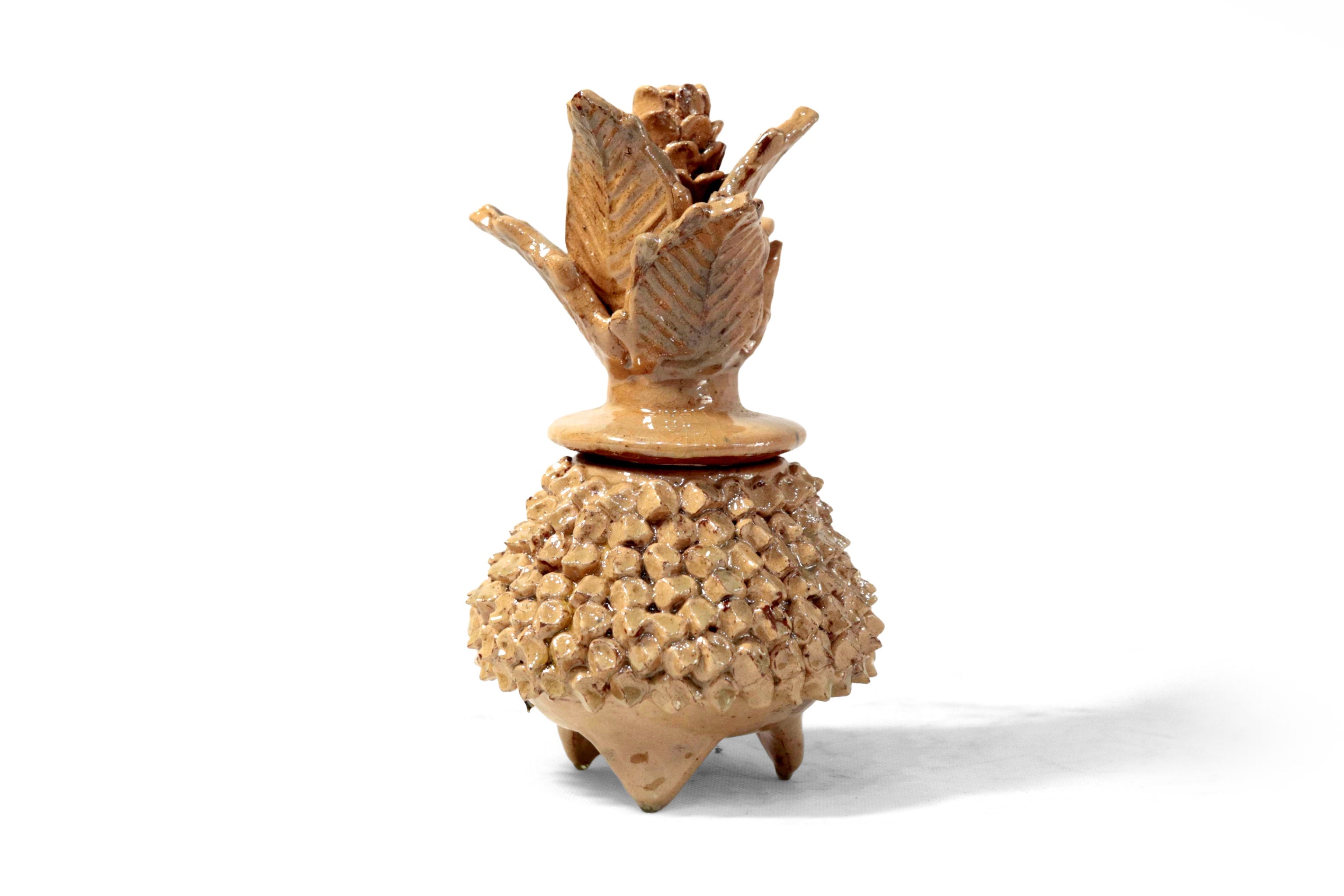 Beige Pineapple Glazed Clay - 7.7 in. Juan Gtz