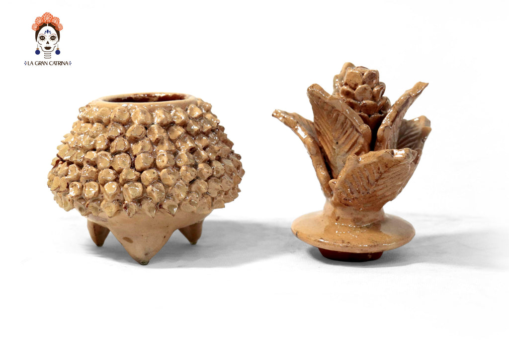 Beige Pineapple Glazed Clay - 7.7 in. Juan Gtz