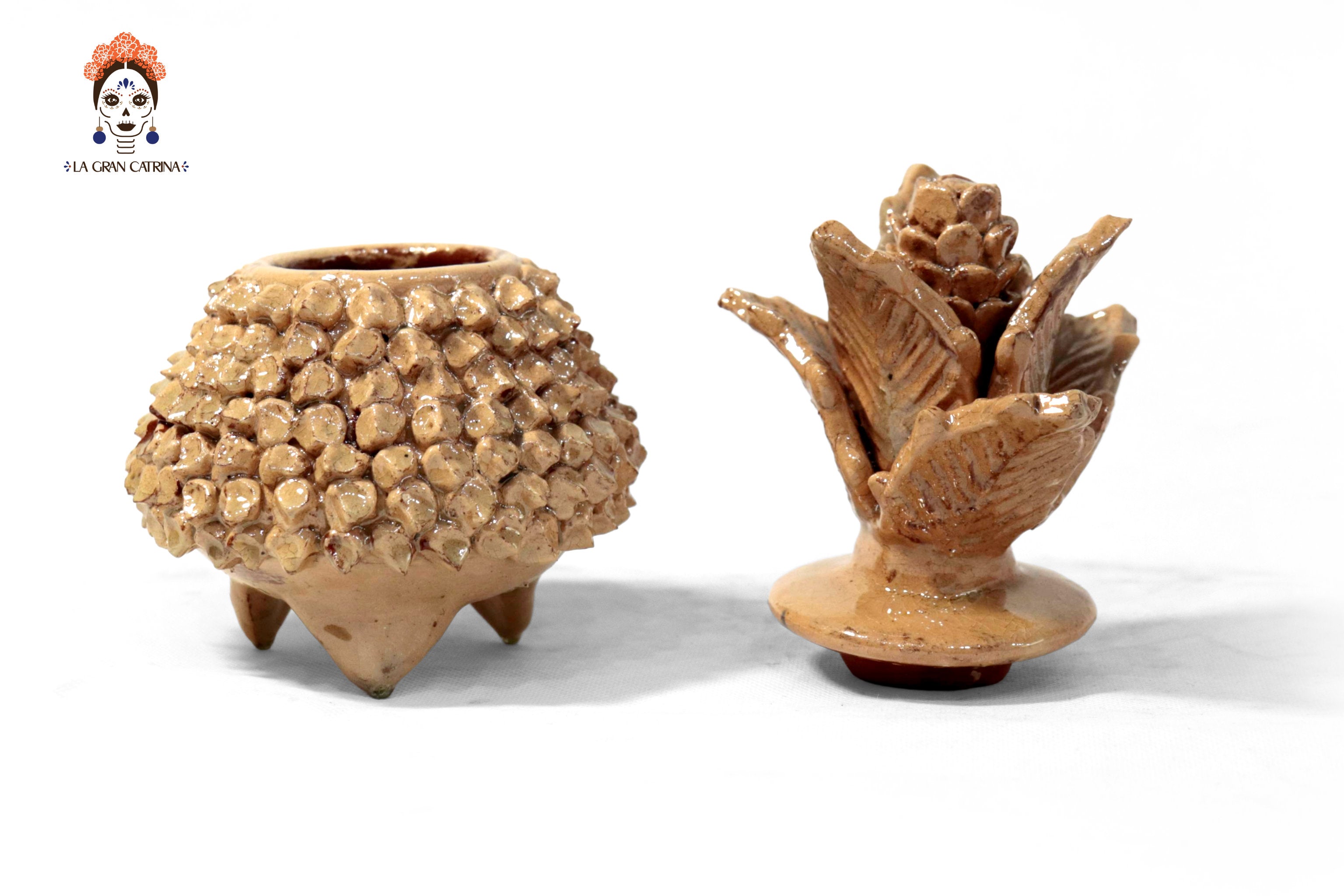 Beige Pineapple Glazed Clay - 7.7 in. Juan Gtz