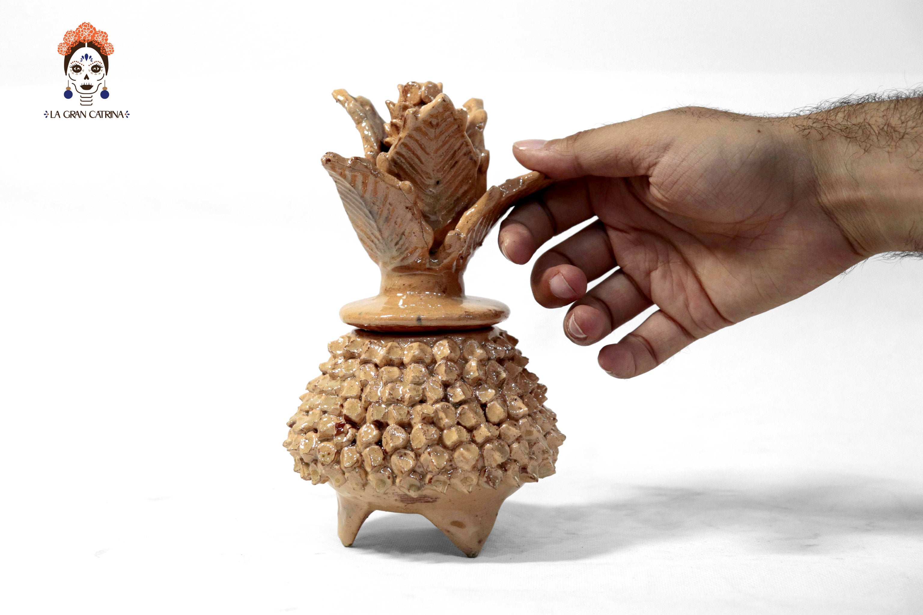 Beige Pineapple Glazed Clay - 7.7 in. Juan Gtz