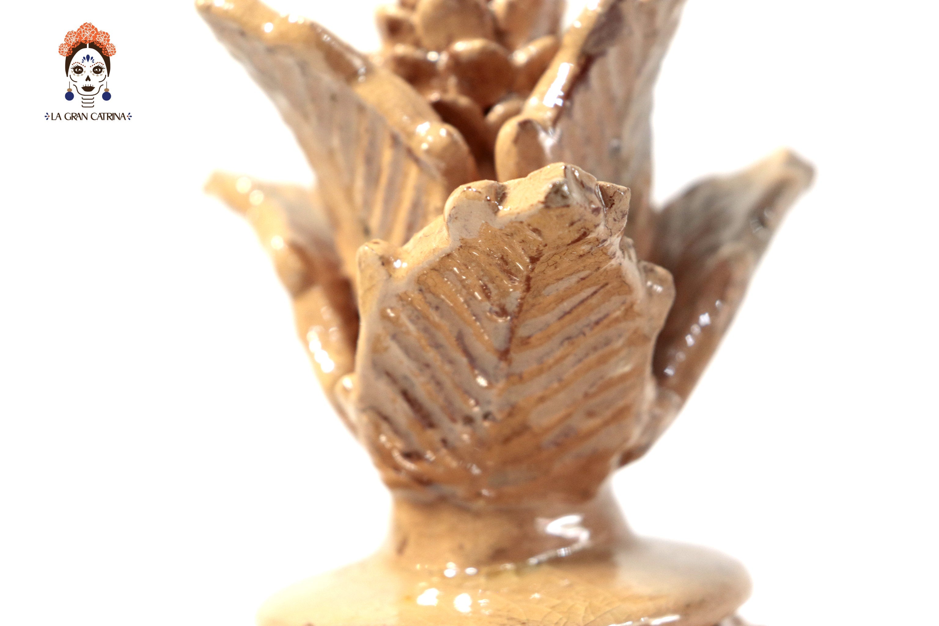 Beige Pineapple Glazed Clay - 7.7 in. Juan Gtz