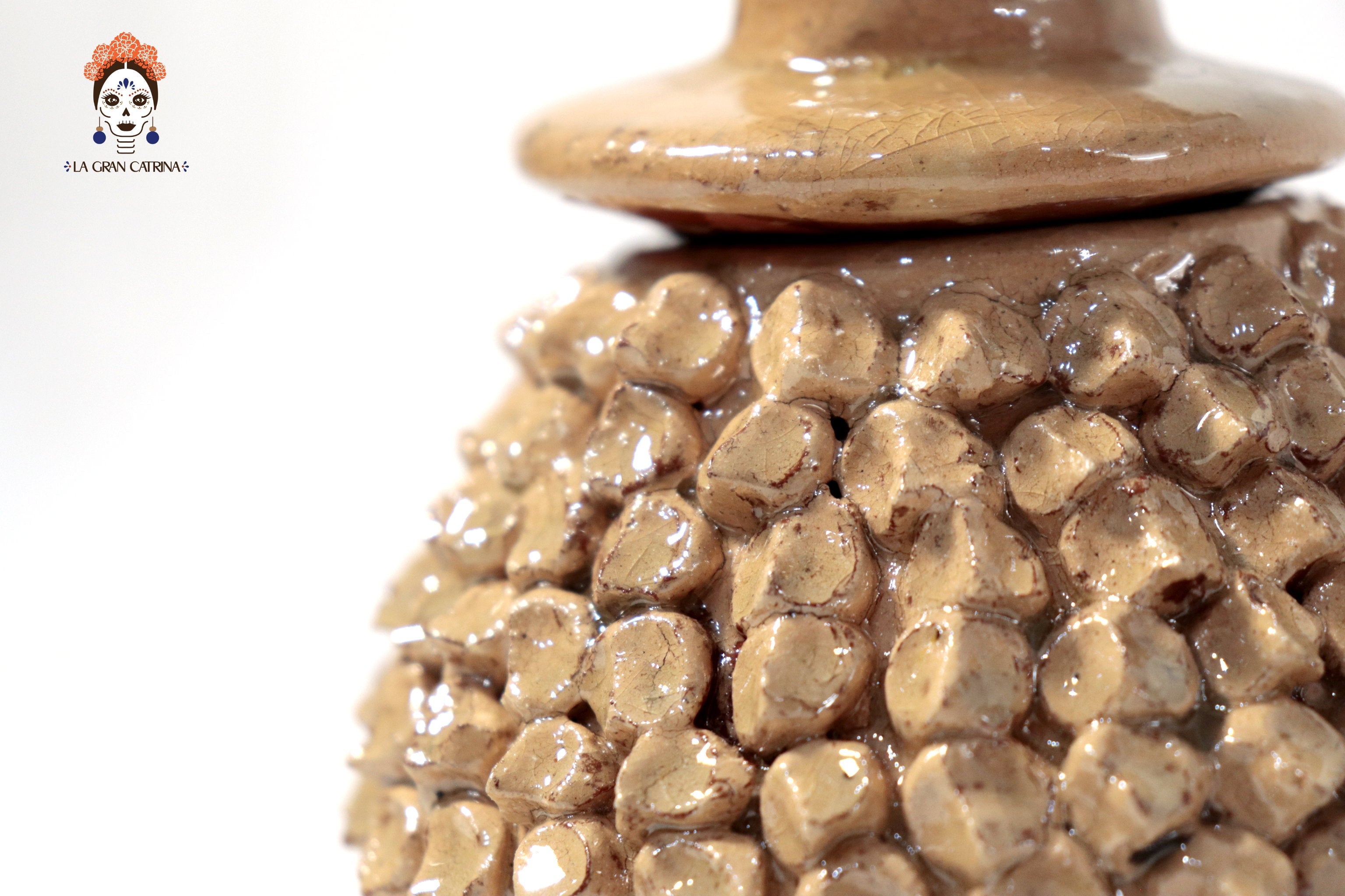 Beige Pineapple Glazed Clay - 7.7 in. Juan Gtz