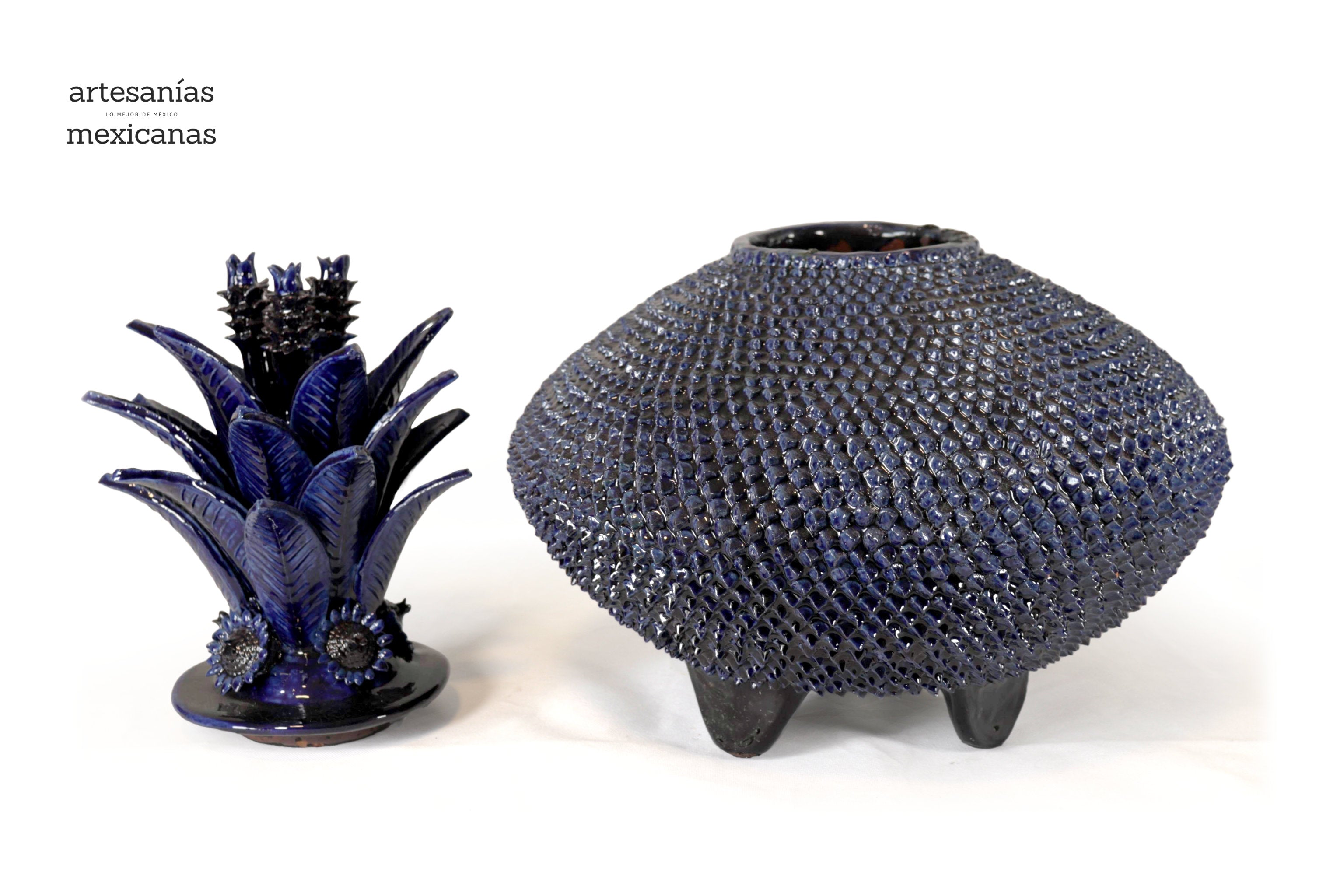 Michoacán Clay Pineapple - Saucer blue - 23 in. Chema SJG