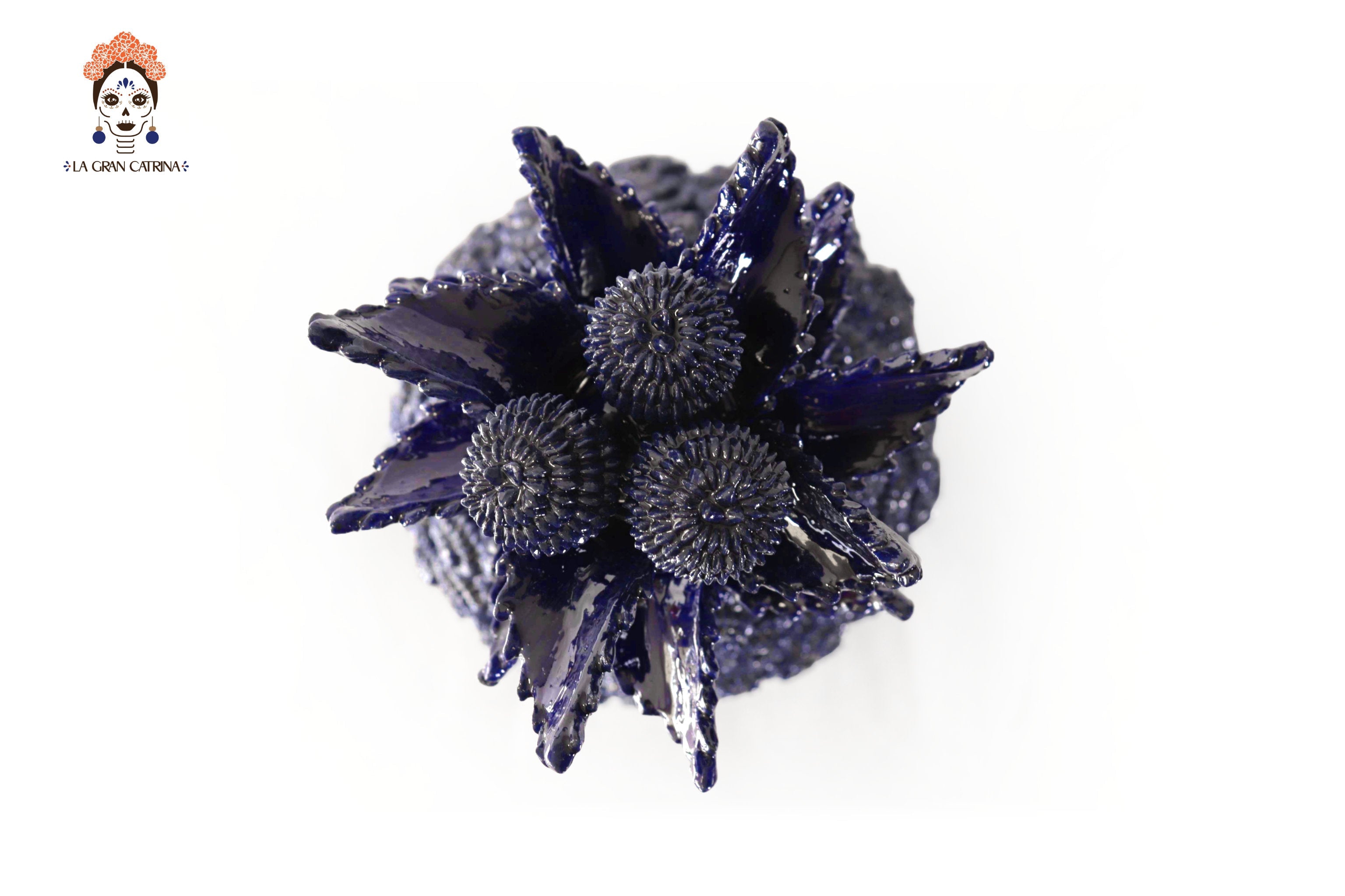 Michoacán Clay Pineapple - Buttons Blue with Special Lid - 21 in. - Made to Order Juan Gtz