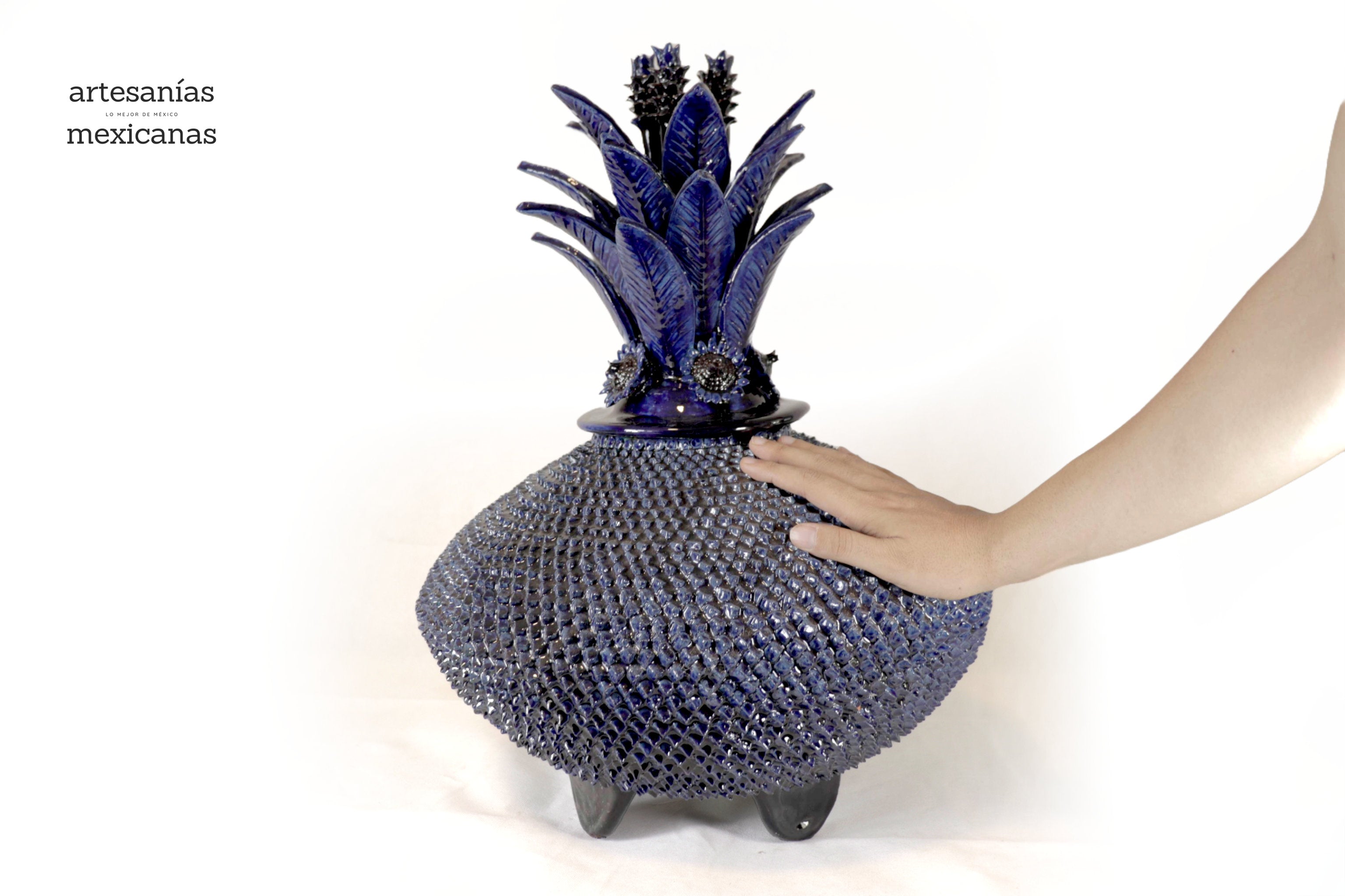 Michoacán Clay Pineapple - Saucer blue - 23 in. Chema SJG
