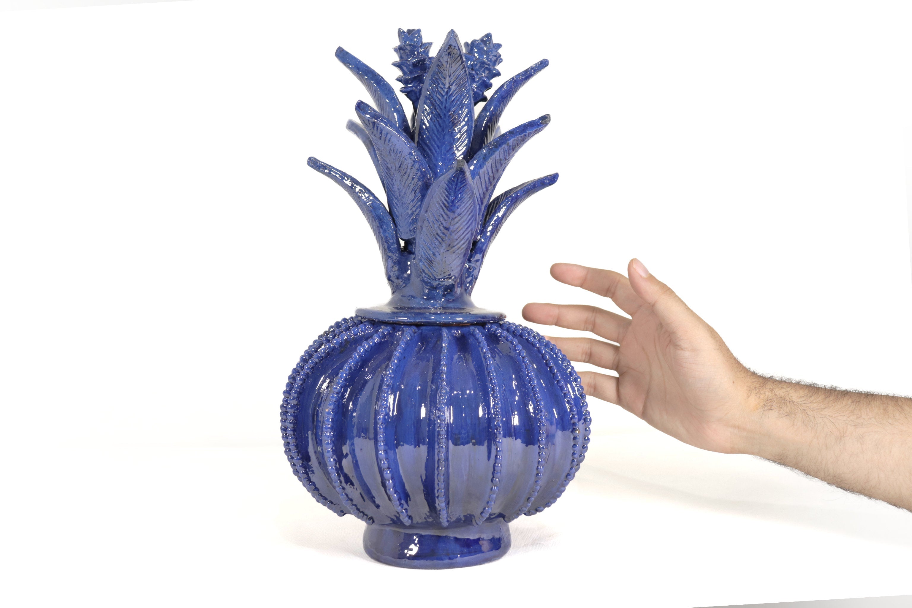 Michoacán Clay Pineapple - Blue barrel cactus - 13 in. Juan Gtz