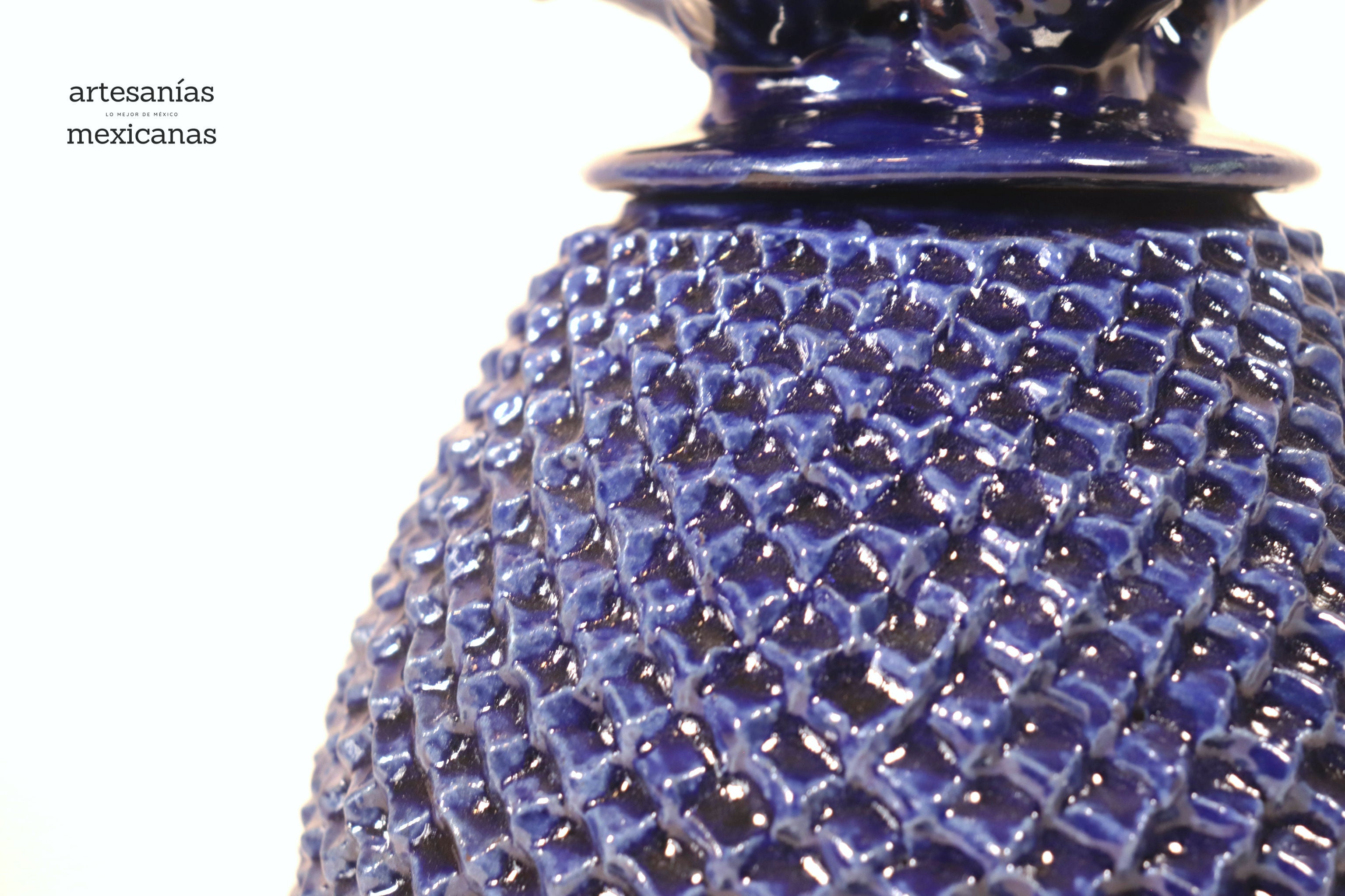 Blue Pineapple with Spikes with Leaves Curved - 15 in. Juan Gtz