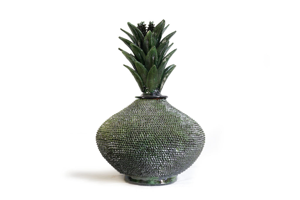 Michoacán Clay Pineapple - 30.7 in. - Green Spikes Juan Gtz