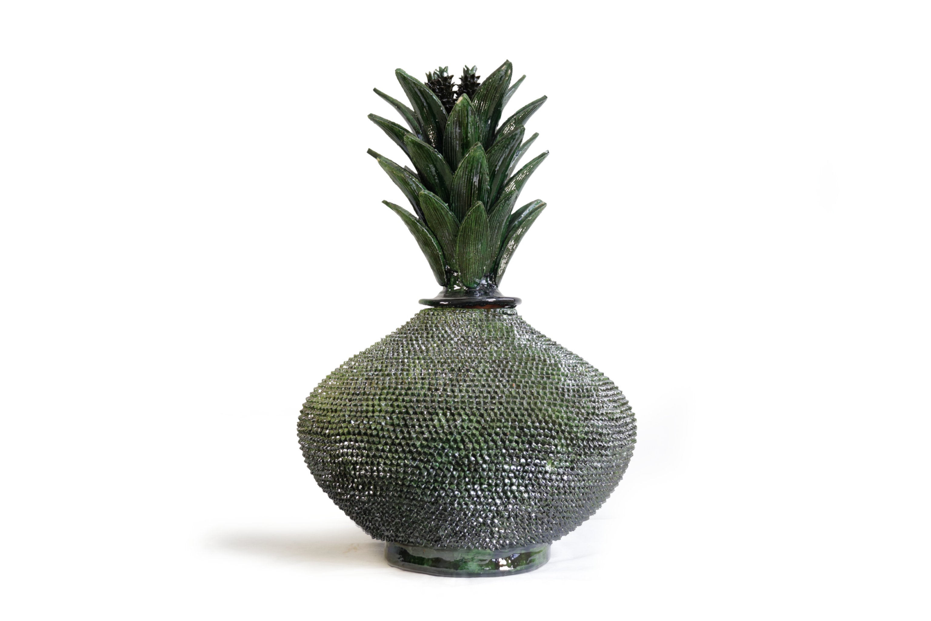 Michoacán Clay Pineapple - 30.7 in. - Green Spikes Juan Gtz