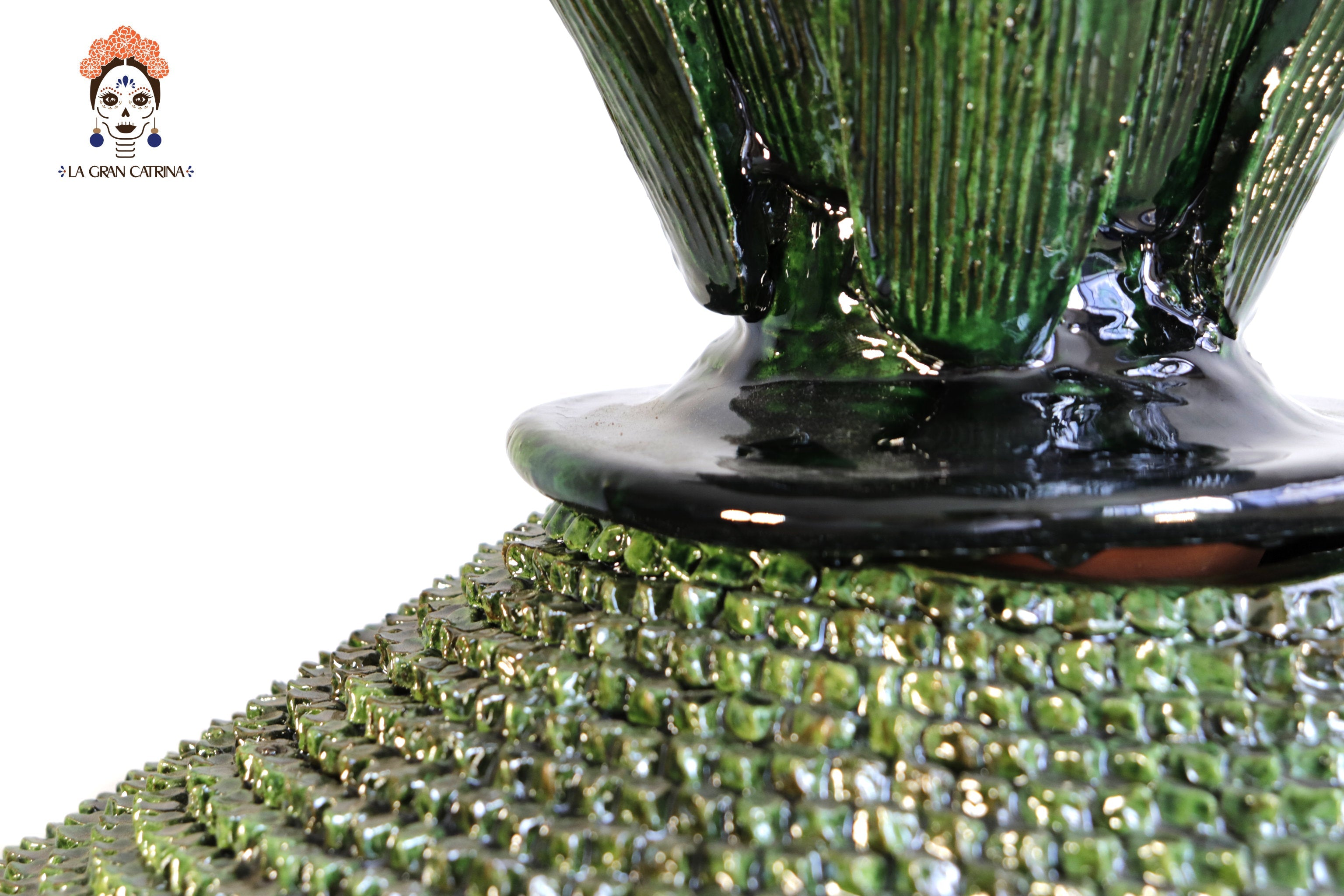 Michoacán Clay Pineapple - 30.7 in. - Green Spikes Juan Gtz