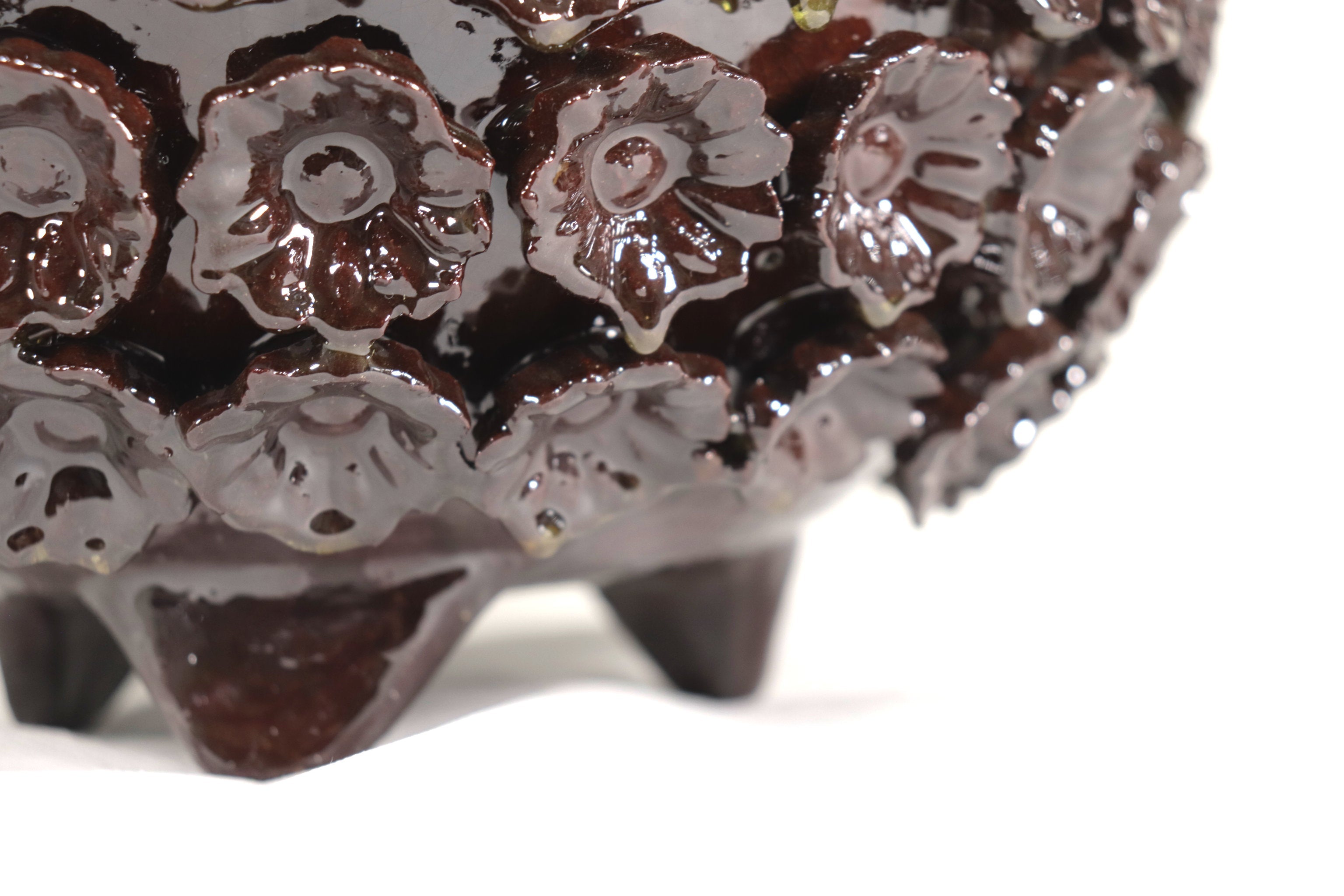 Michoacán Clay Pineapple - Brown with Flowers - Tangancícuaro - 18 in. Juan Gtz