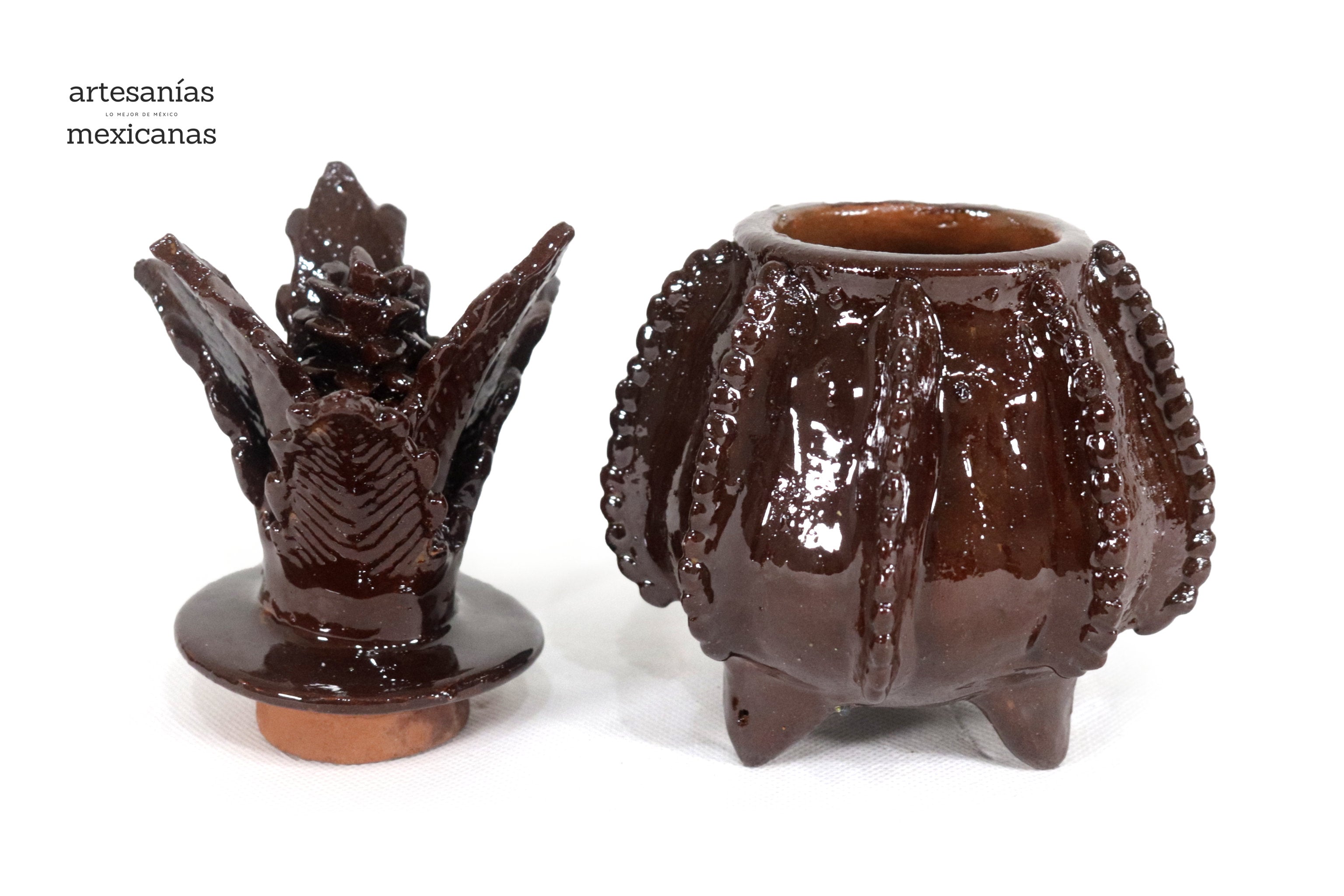 Michoacán Clay Pineapple - Small Brown barrel cactus - 7.7 in. Juan Gtz