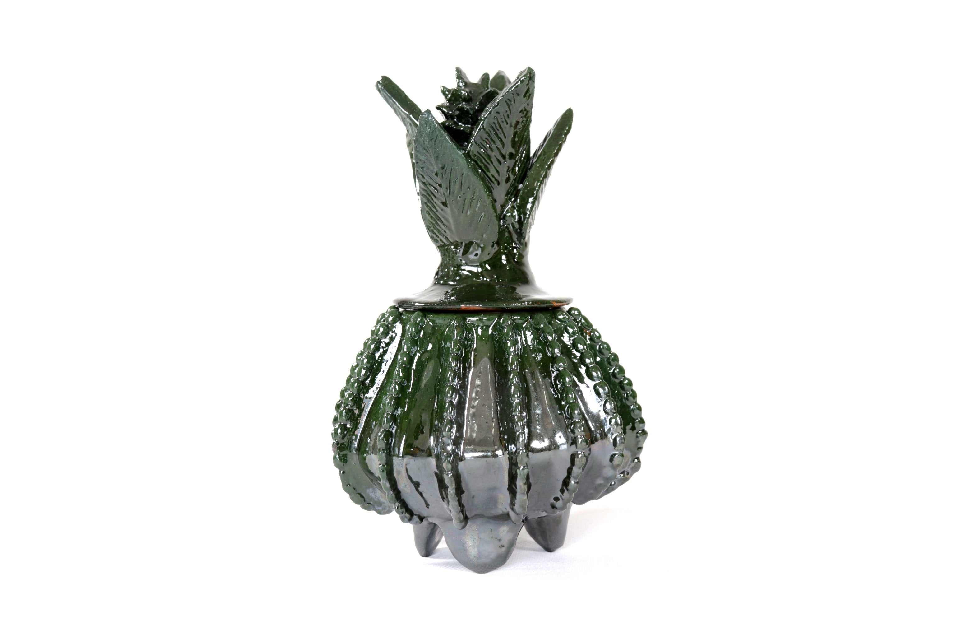 Michoacán Clay Pineapple - Green small barrel cactus - 7.7 in. - Made to Order Juan Gtz