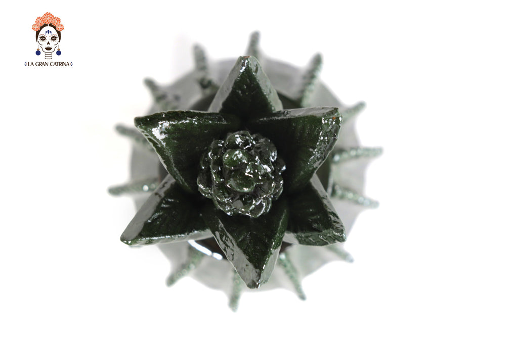 Michoacán Clay Pineapple - Green small barrel cactus - 7.7 in. - Made to Order Juan Gtz