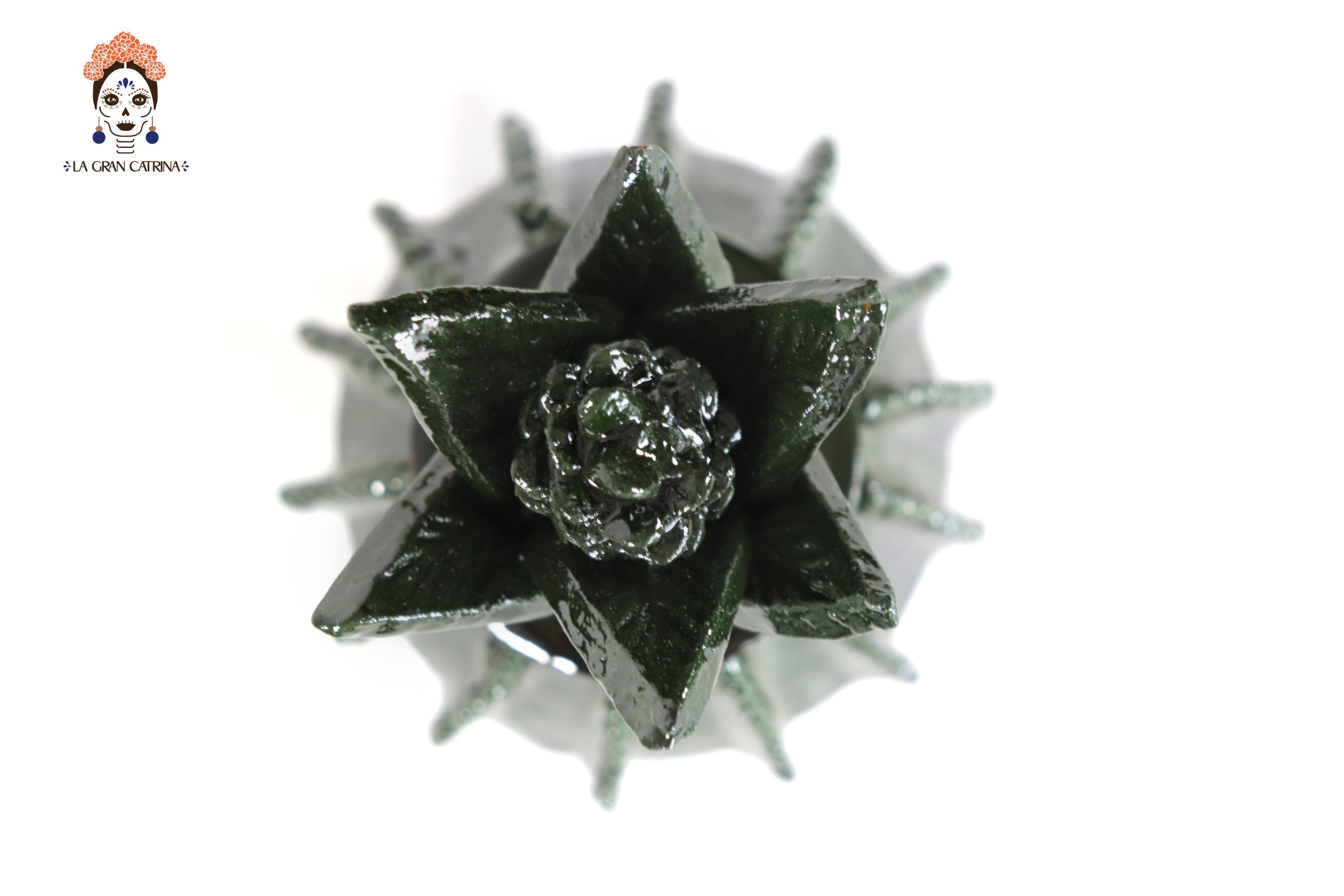 Michoacán Clay Pineapple - Green small barrel cactus - 7.7 in. - Made to Order Juan Gtz